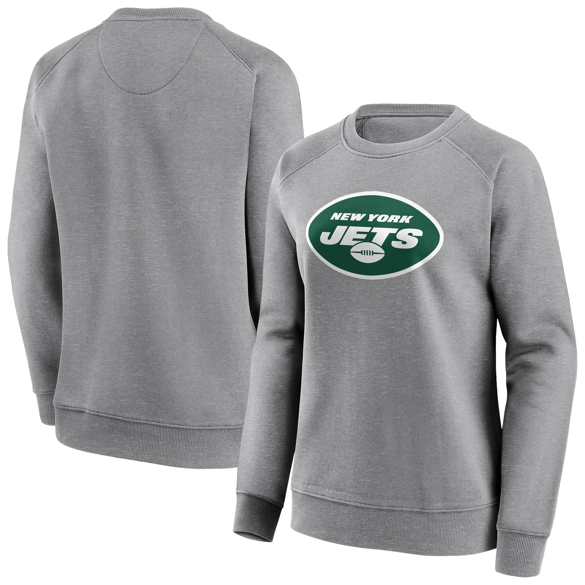 Sudadera con cuello redondo y logo de color neutro de los New York Jets - Mujer