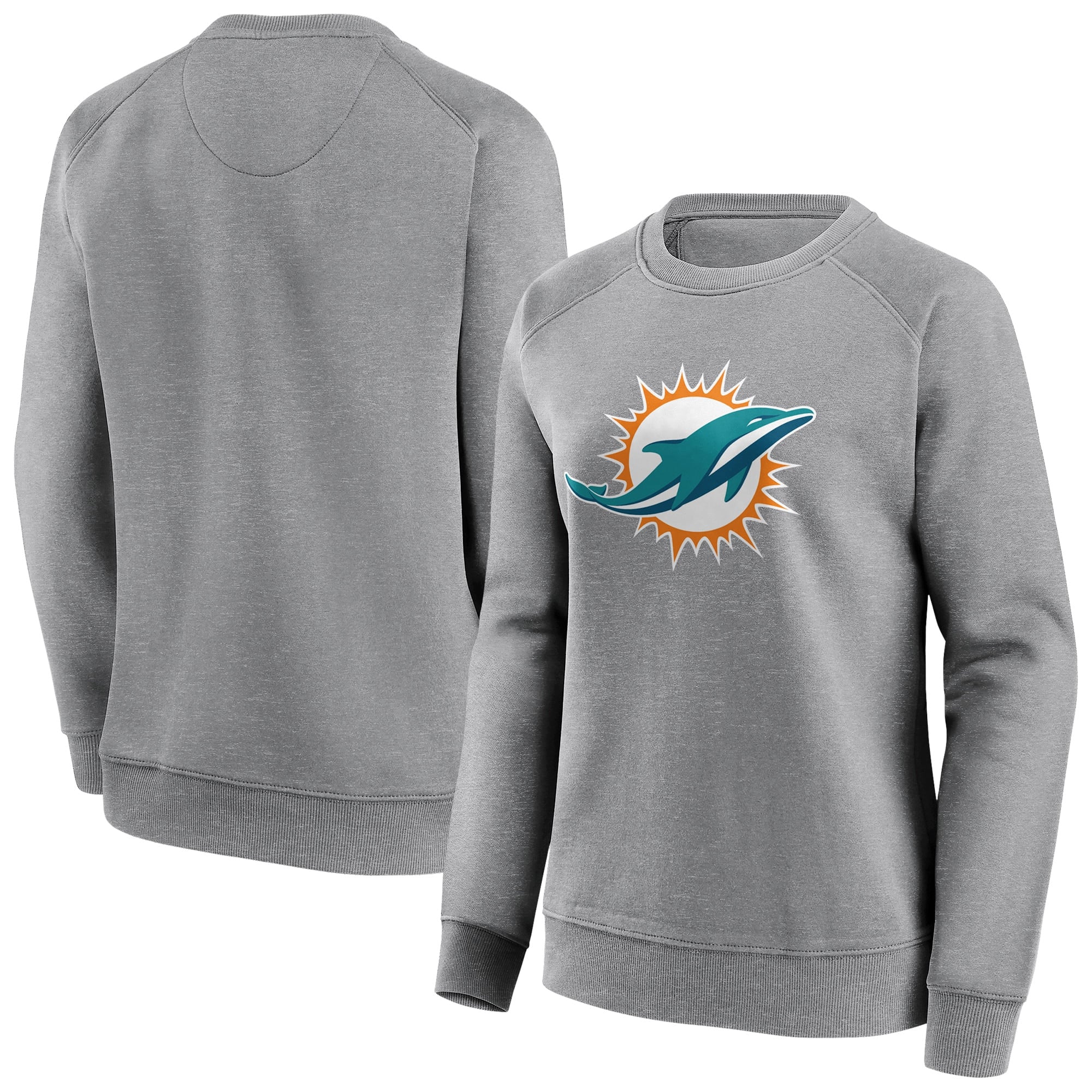 Sudadera con cuello redondo y logo de color neutro de los Miami Dolphins - Mujer