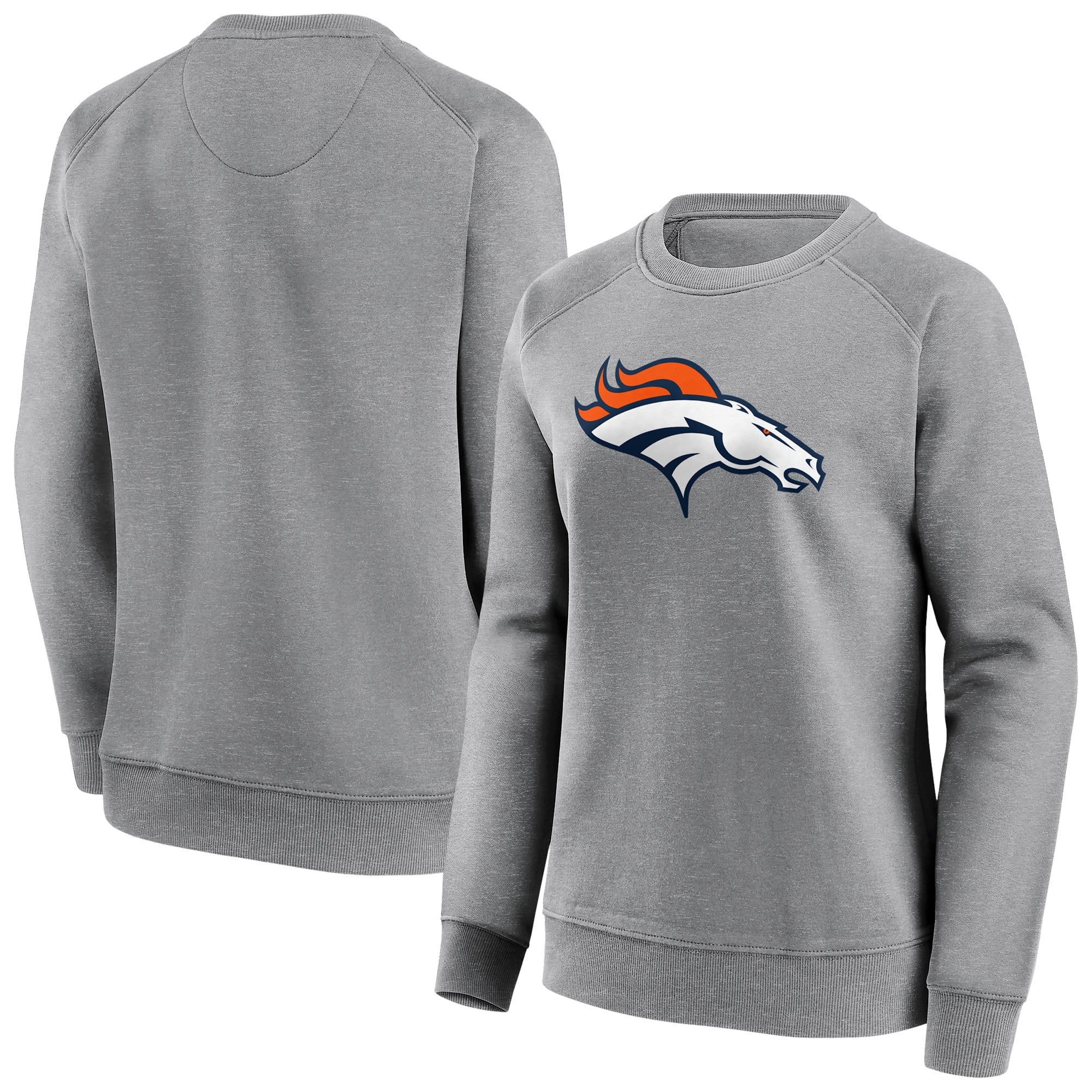Sudadera con cuello redondo y logo de color neutro de los Denver Broncos - Mujer