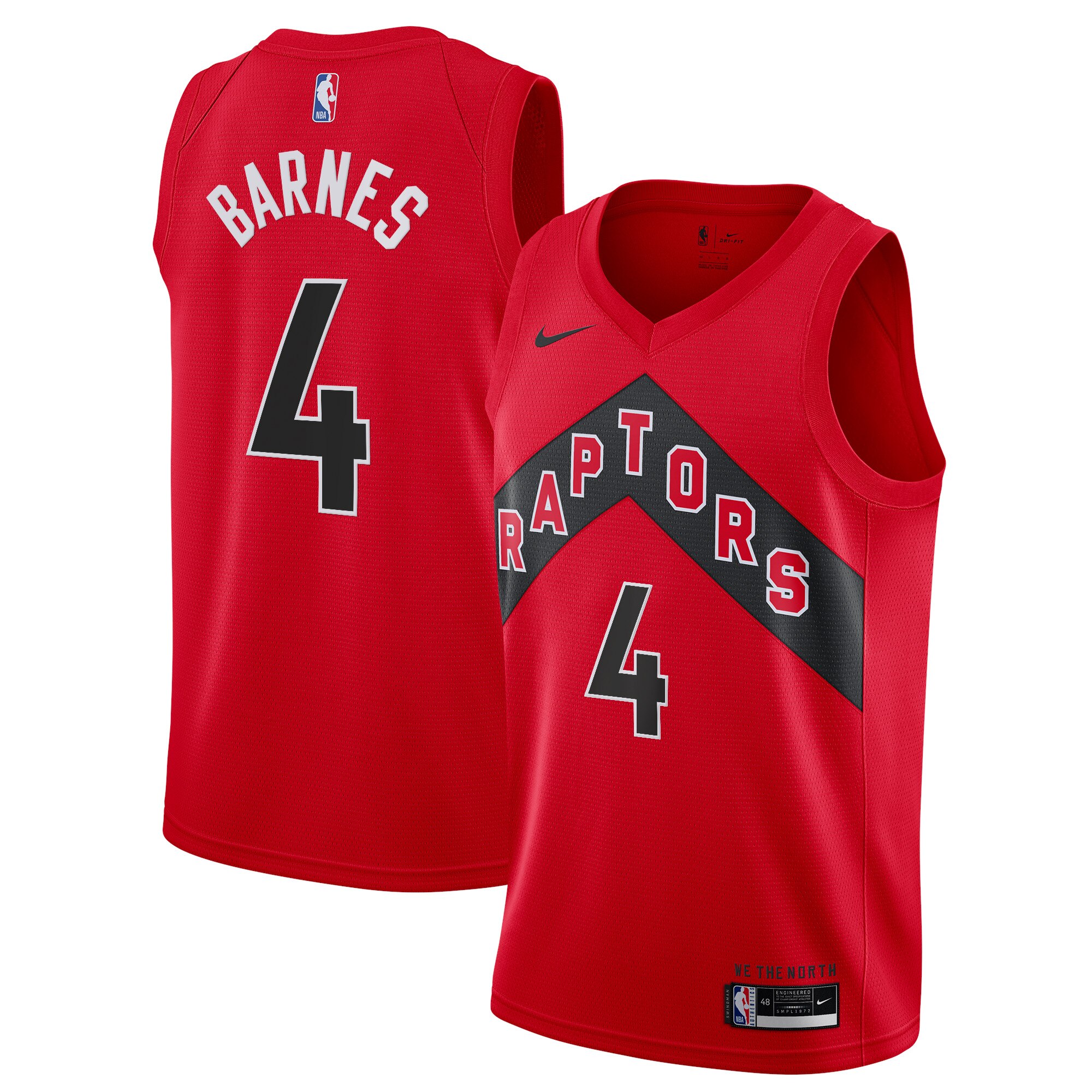 Toronto Raptors Nike Swingman Jersey - Red - Scottie Barnes - Youth - Icon Edition
