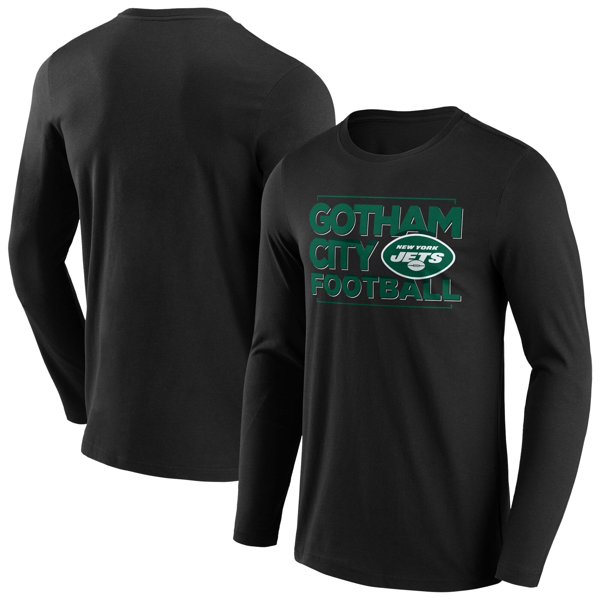 New York Jets Gotham City Football T-shirt emblématique à manches longues graphique Hometown - Homme