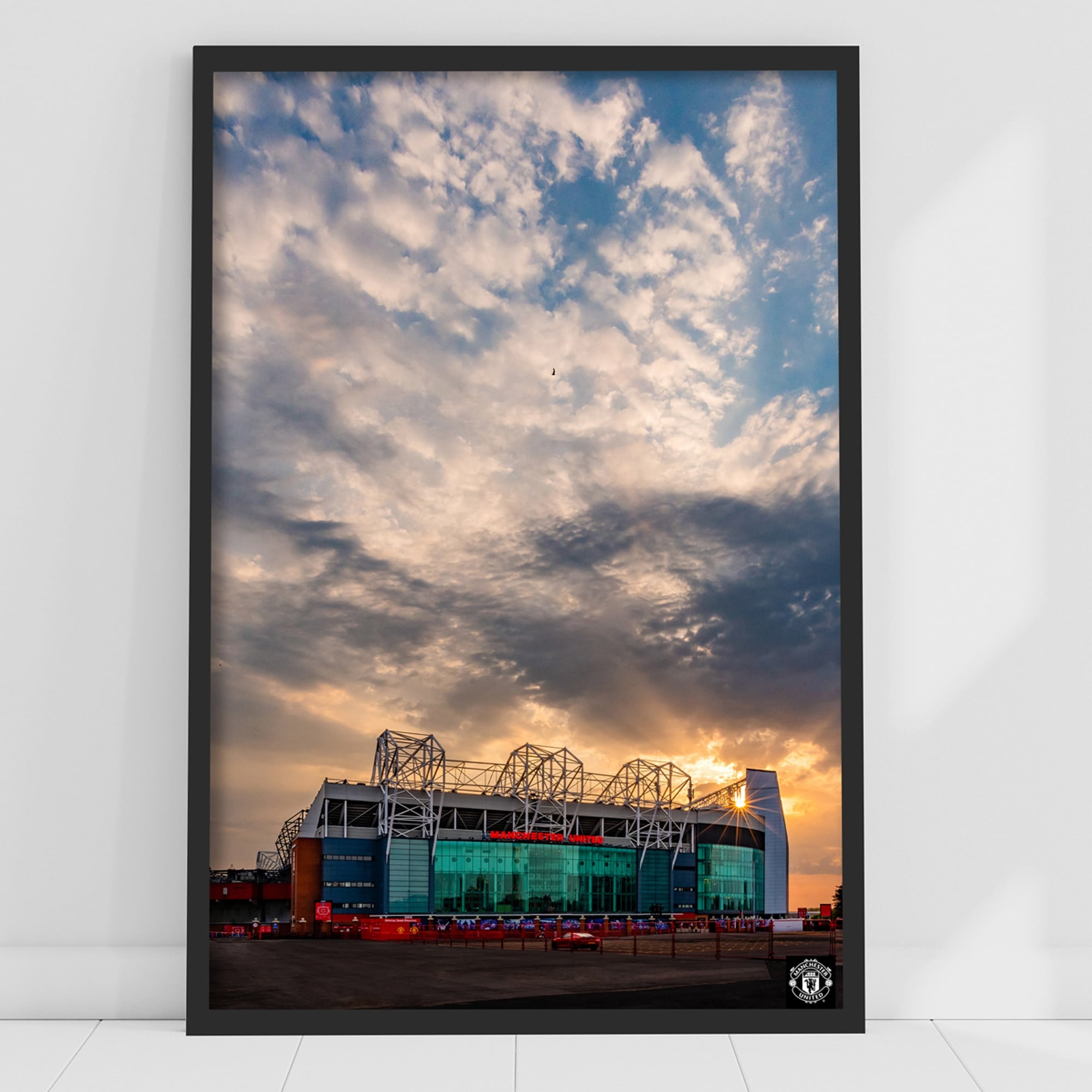 Stampa incorniciata al tramonto del Manchester United Old Trafford - A3