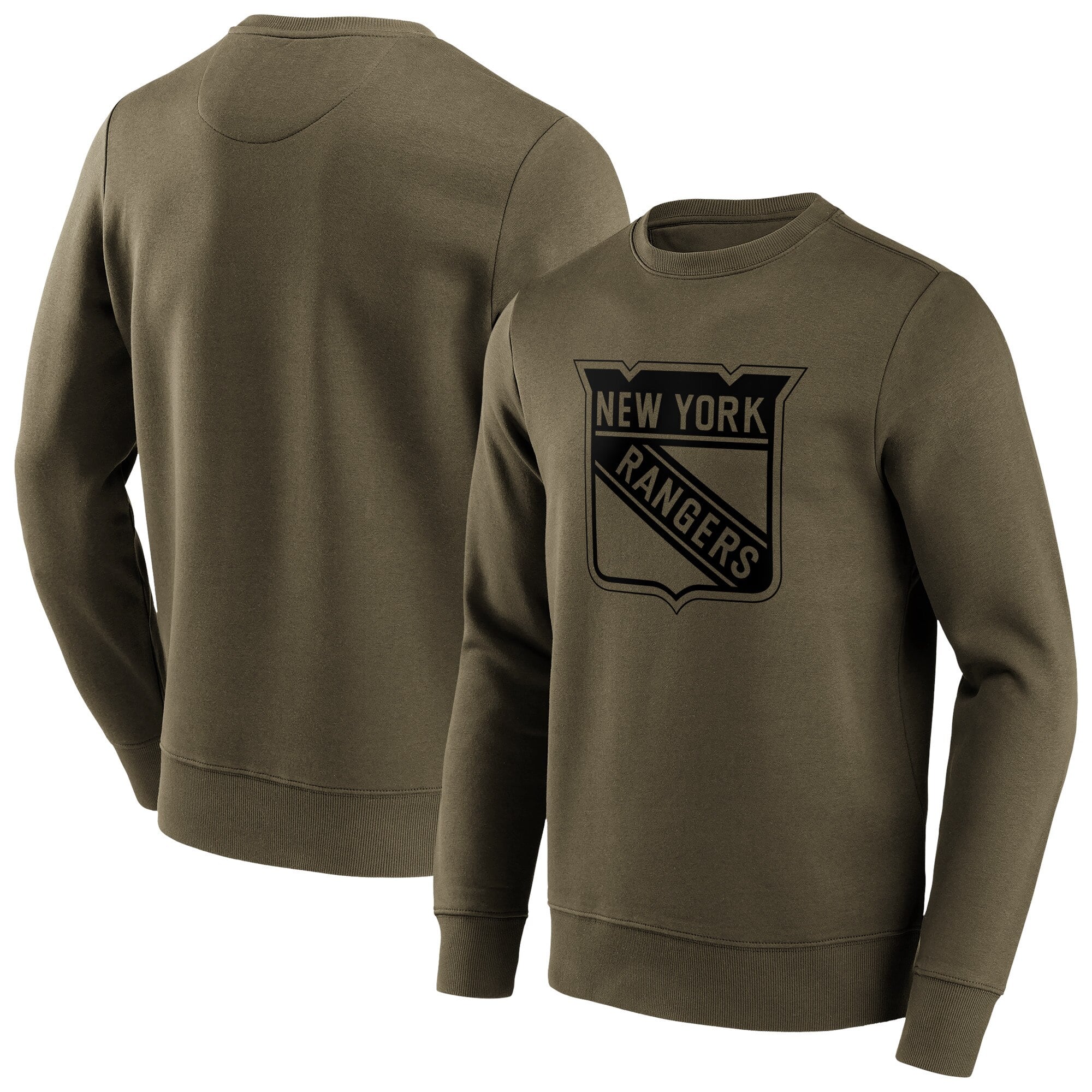 New York Rangers Iconic Preferred Logo Graphic Crew Sweatshirt - Khaki - Mens