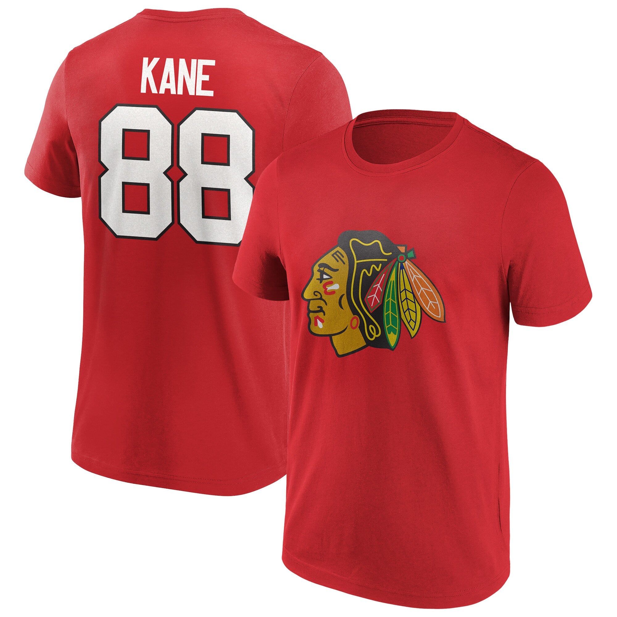 Chicago Blackhawks Iconic Name & Number Graphic T-Shirt – Red -Kane 88 – Mens