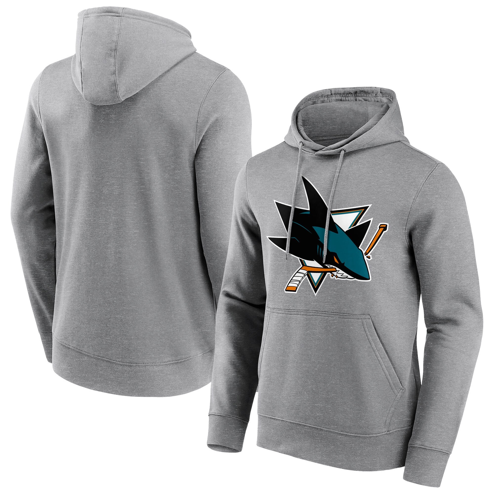 San Jose Sharks Iconic Primary Colour Logo Graphic Hoodie – Sports Grey – Mens