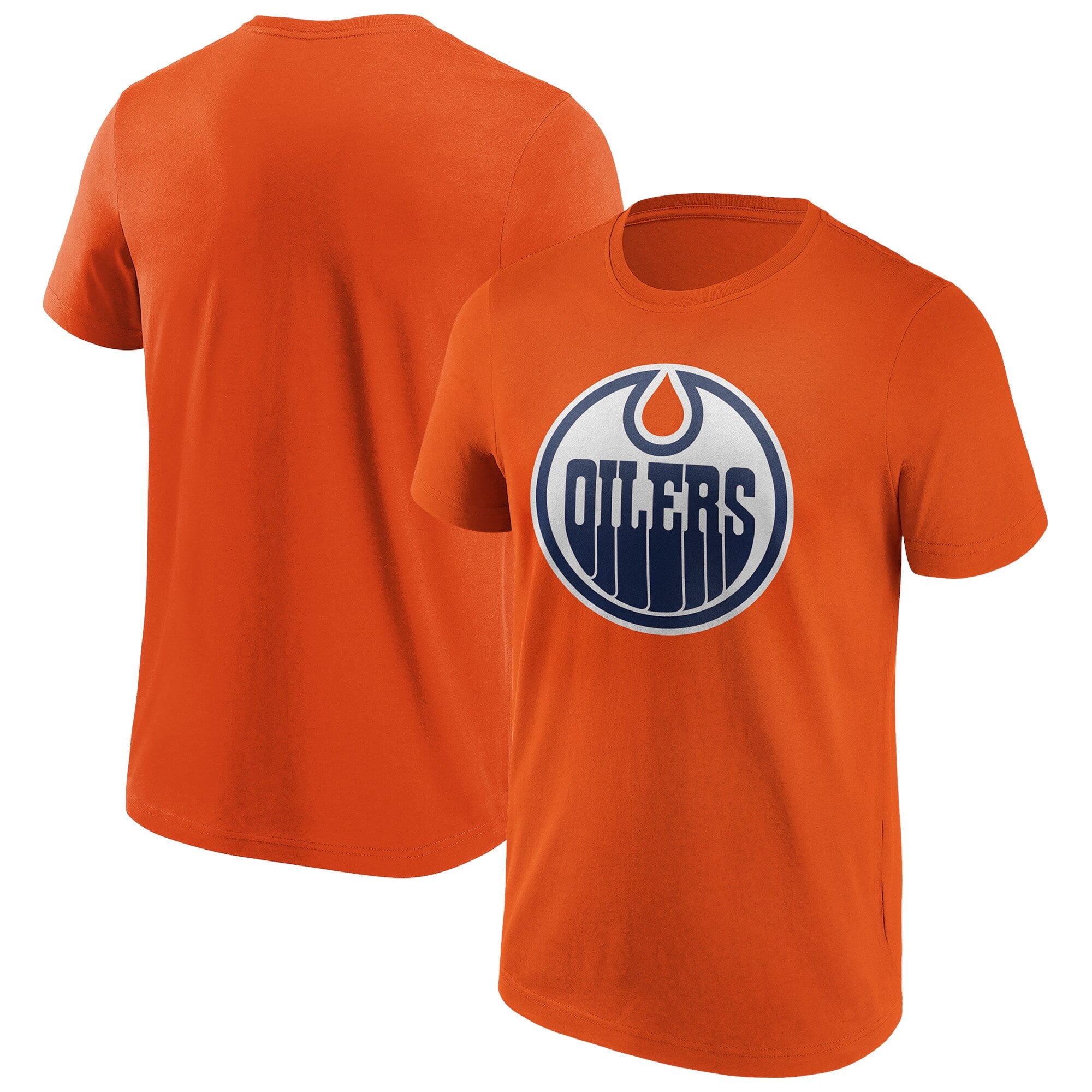 Edmonton Oilers Iconic Logo Graphic T-Shirt – Orange – Mens