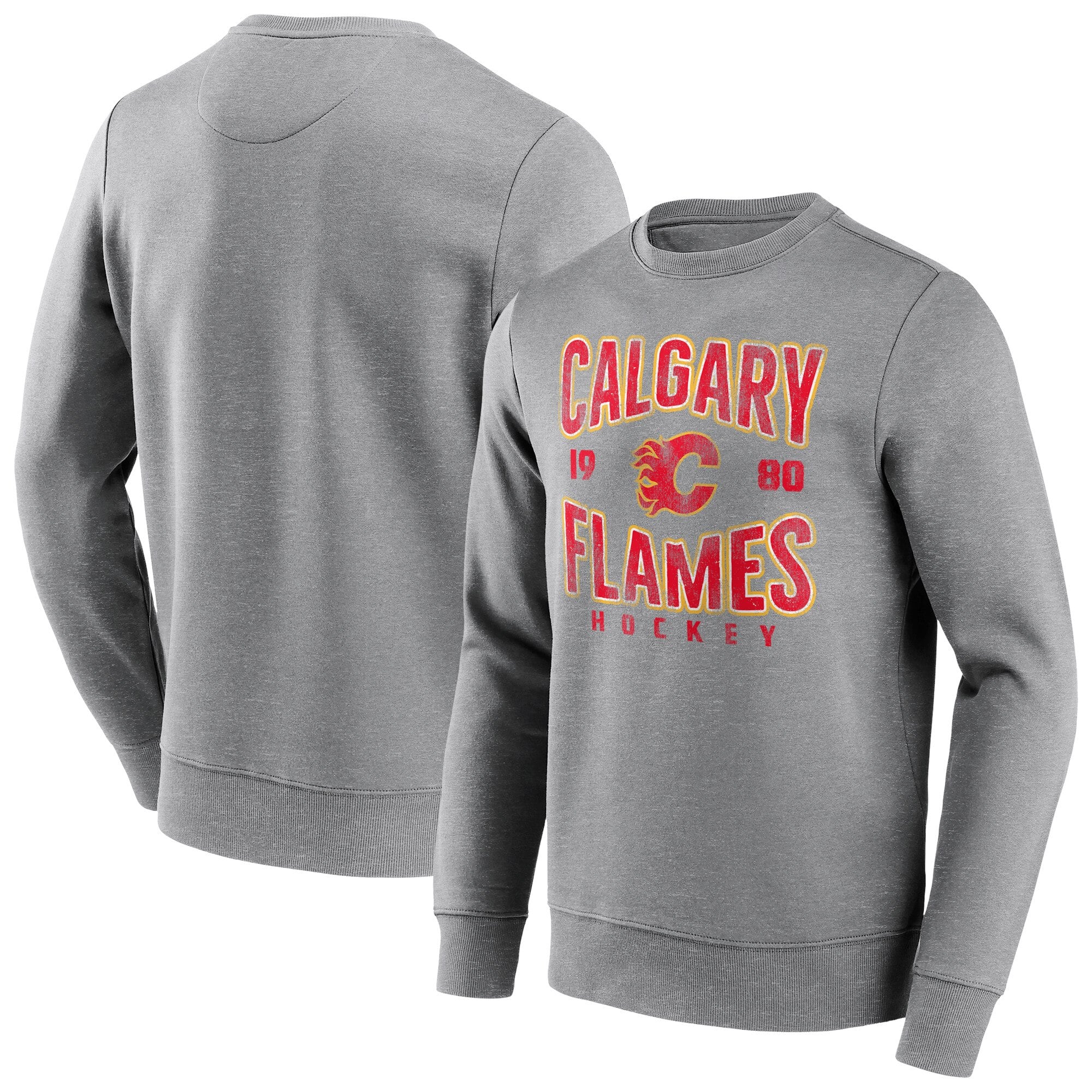 Calgary Flames Wave Off Vintage Crew Sweatshirt – Sports Grey – Mens