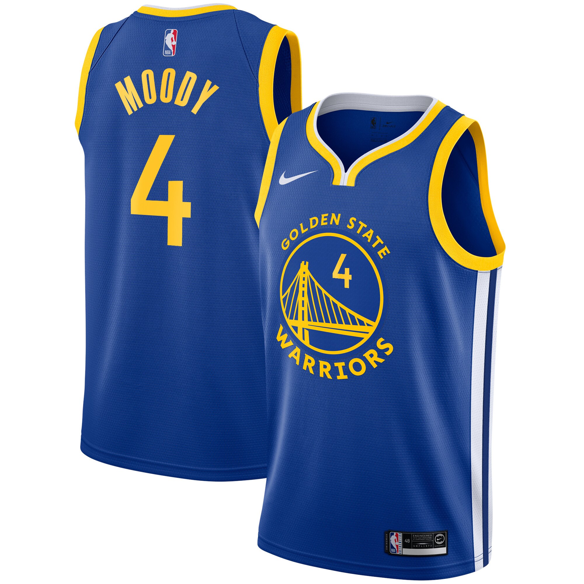 Camiseta Icon Swingman de Nike de los Golden State Warriors - Royal - Moses Moody - Juvenil