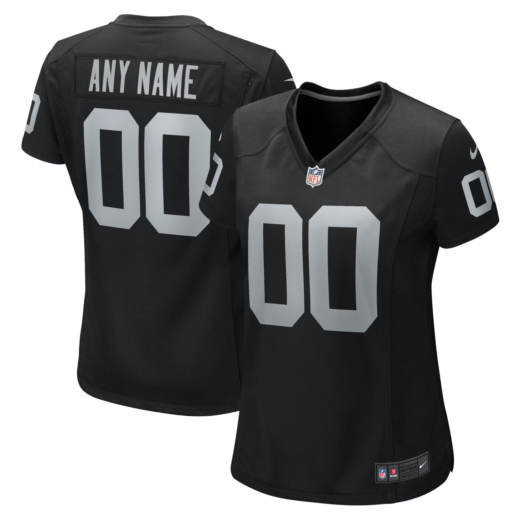 Camiseta Nike Game de la 1ª equipación del Las Vegas Raiders - Negro - Personalizada - Mujer