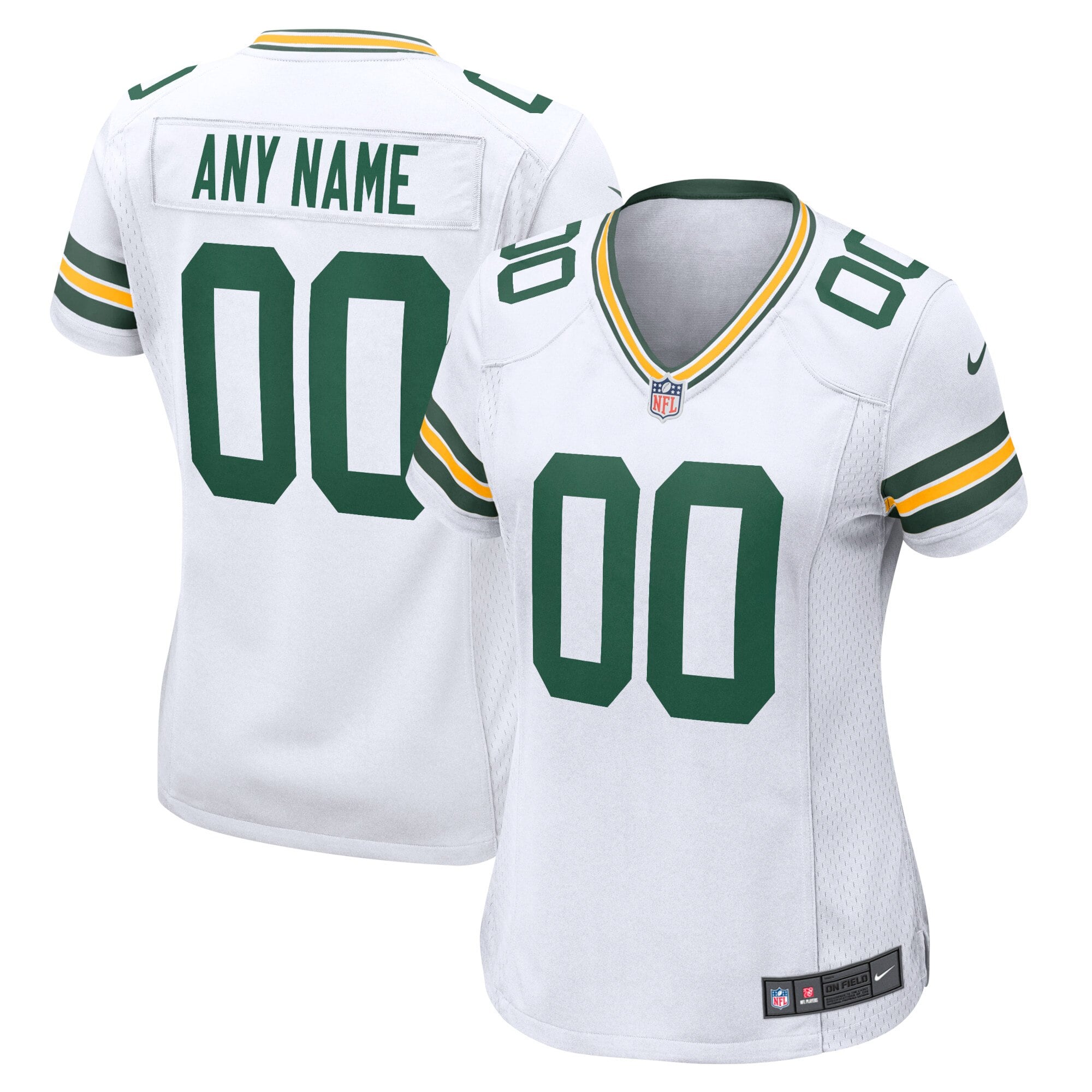 Camiseta Nike Game de la 2ª equipación del Green Bay Packers - Blanco - Personalizada - Mujer