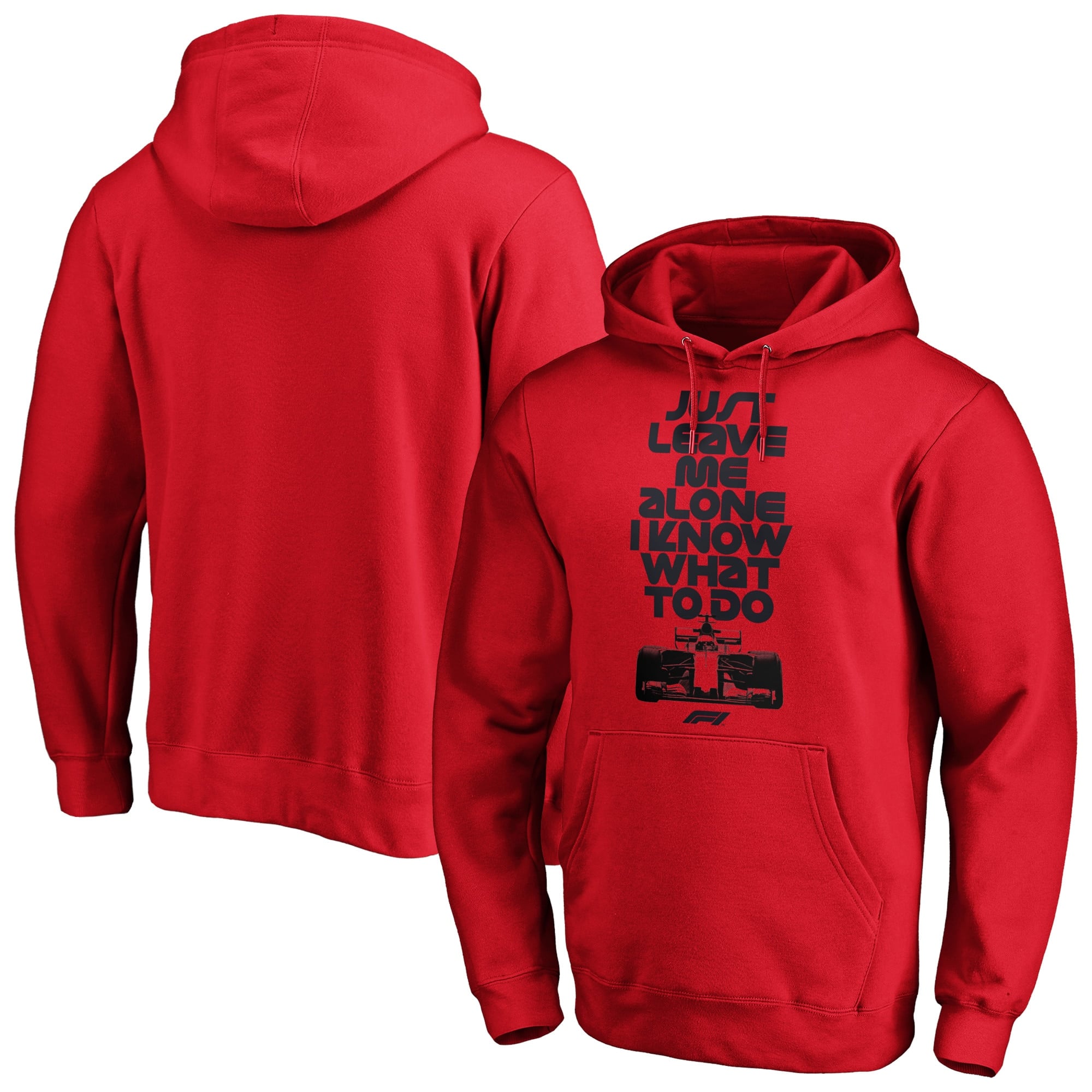 Formel 1 Kapuzenpullover mit Grafik „Just Leave Me Alone" – Rot
