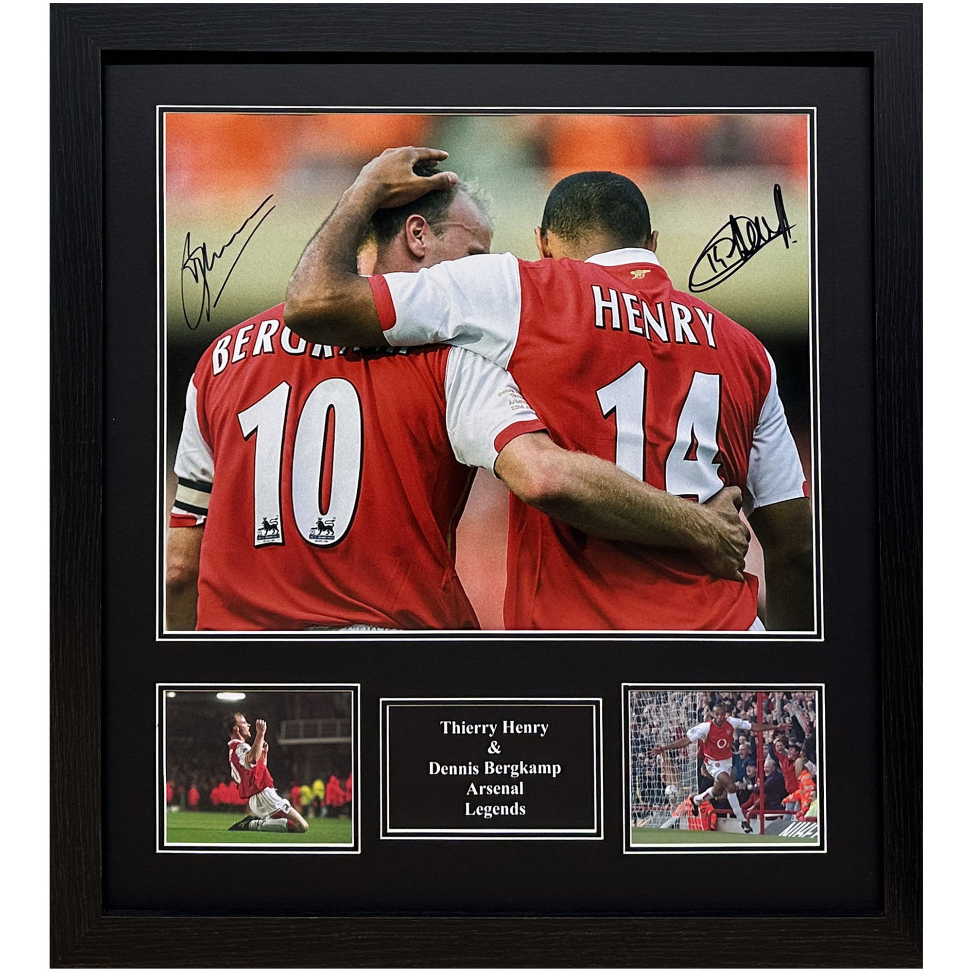 Foto doppia autografata di Henry & Bergkamp - Incorniciato