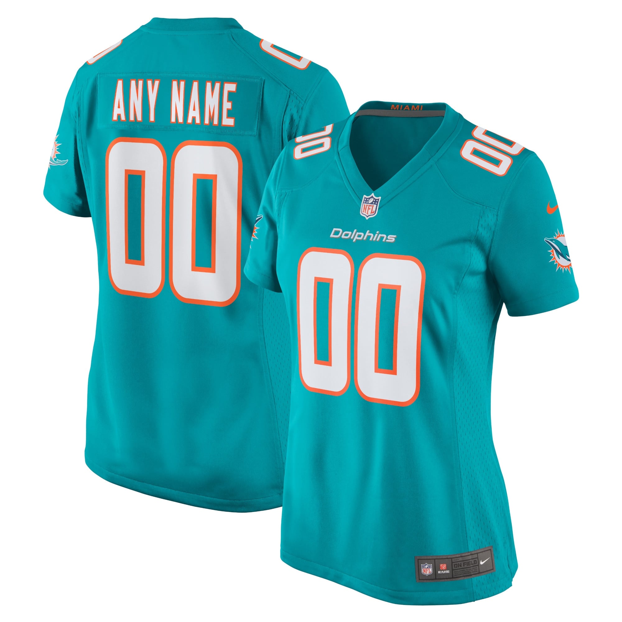 Camiseta Nike Game de la 1ª equipación del Miami Dolphins - Aqua - Personalizada - Mujer