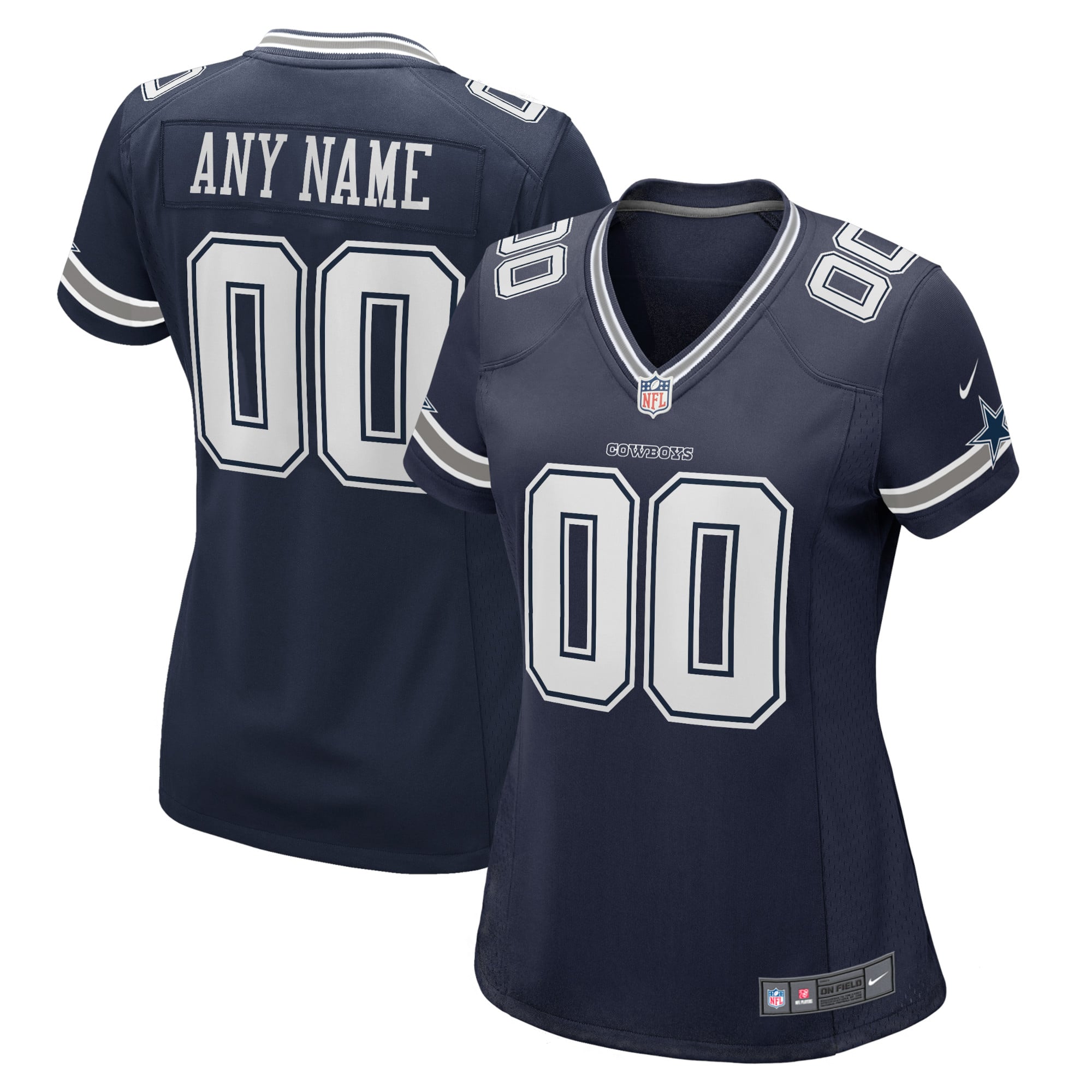 Camiseta Nike Game de la 1ª equipación del Dallas Cowboys - Azul Marino - Personalizada - Mujer