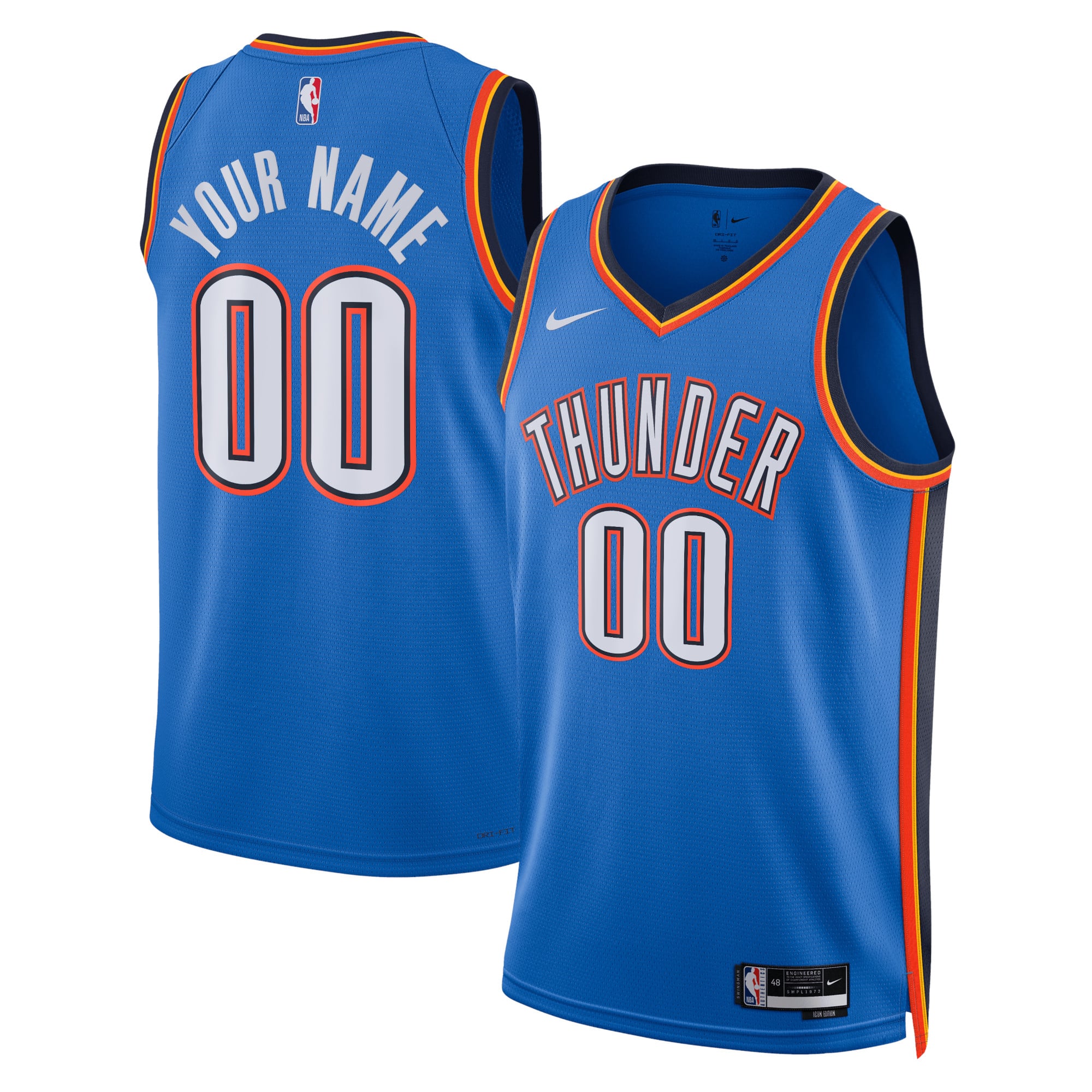 Camiseta Nike Icon Swingman de Oklahoma City Thunder - Personalizada - Unisex