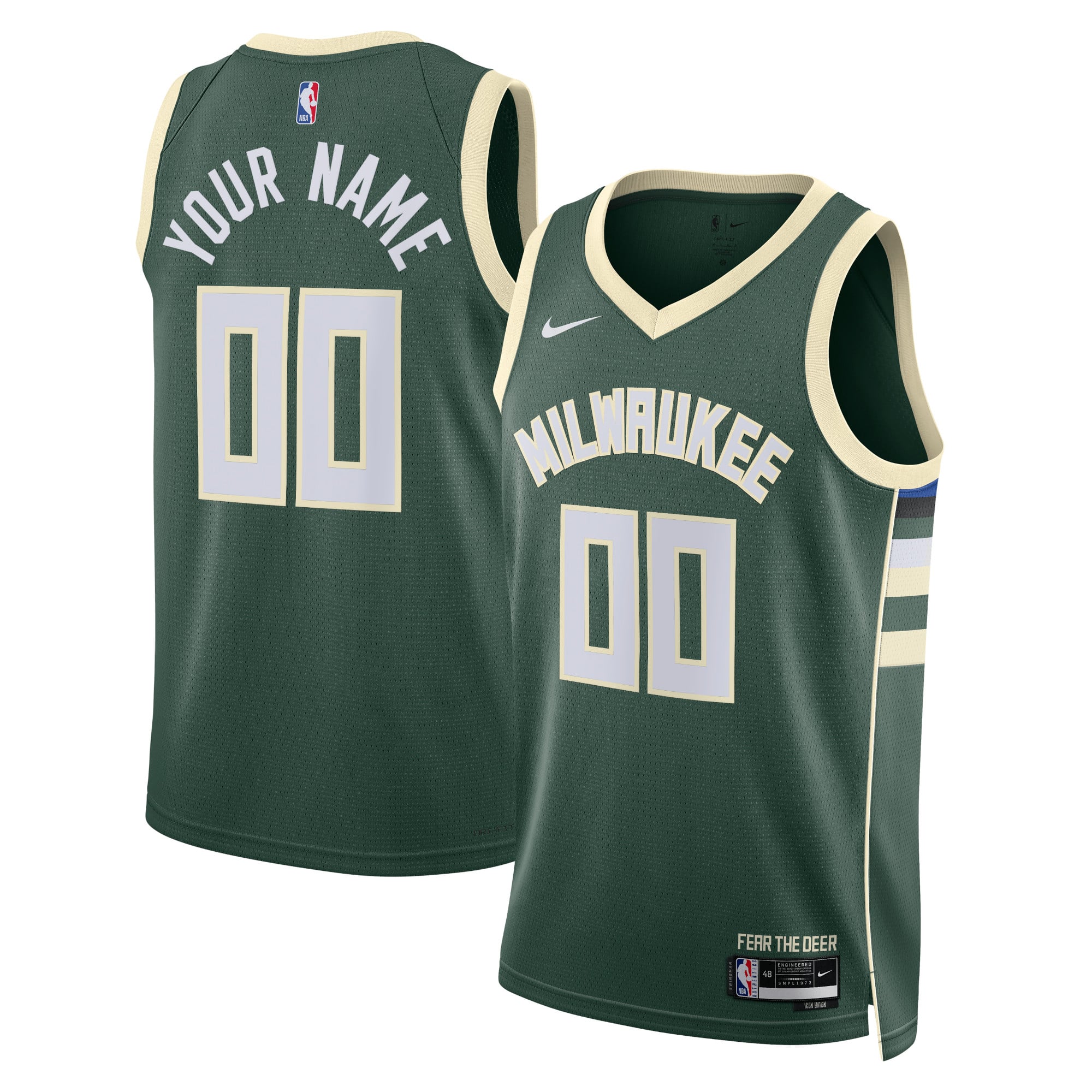 Camiseta Nike Icon Swingman de los Milwaukee Bucks - Personalizada - Unisex