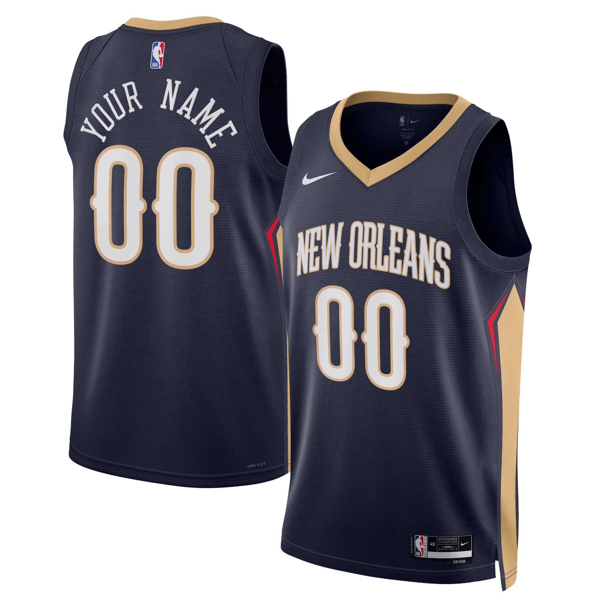 Camiseta Nike Icon Swingman de los New Orleans Pelicans - Personalizada - Unisex