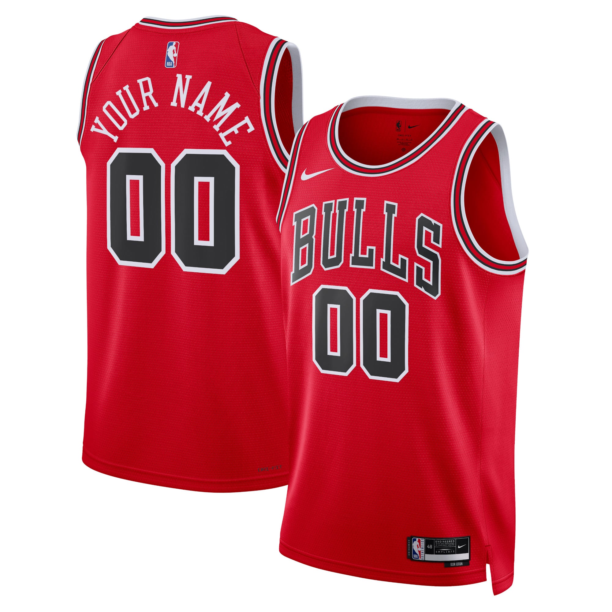 Camiseta Nike Icon Swingman de los Chicago Bulls - Personalizada - Unisex