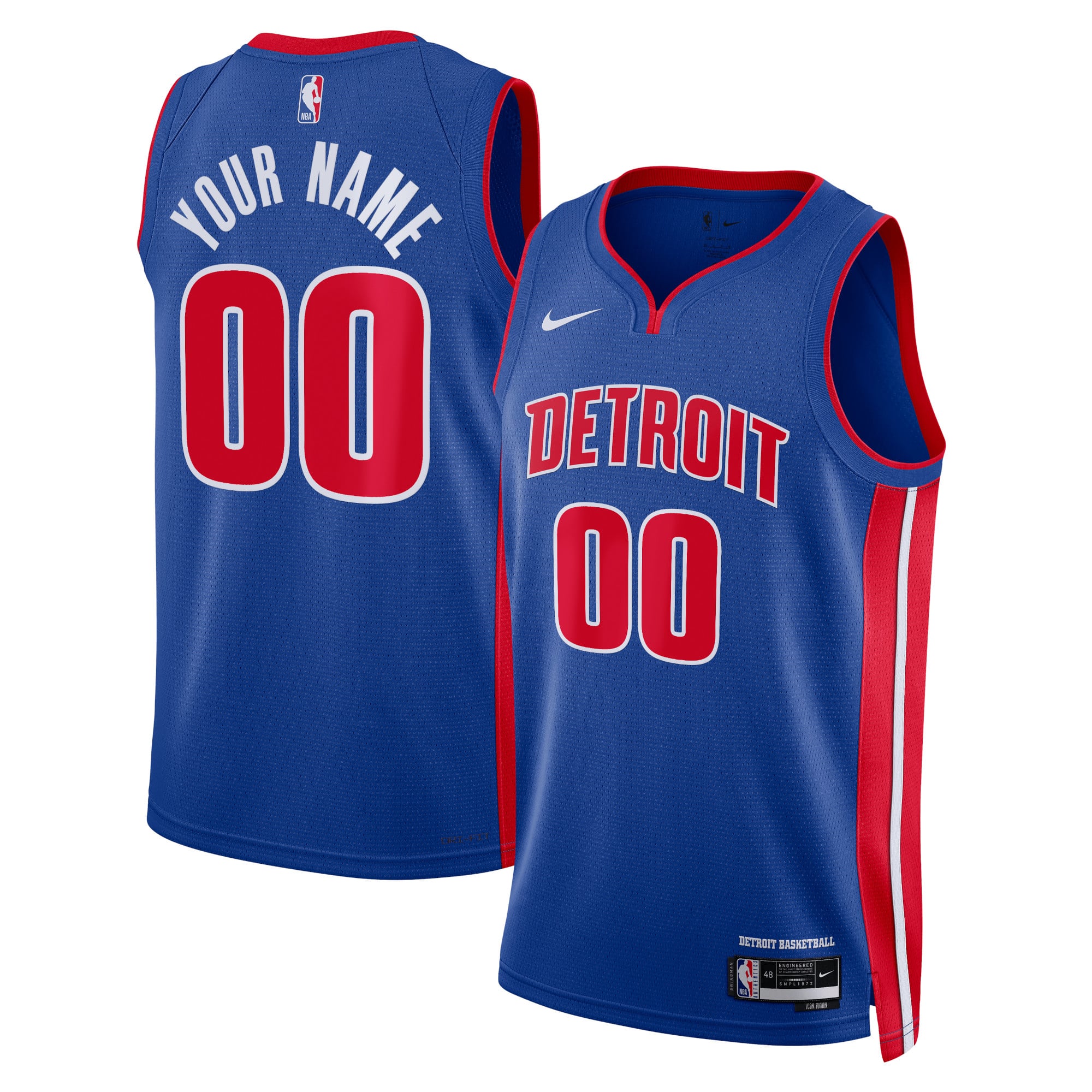 Camiseta Nike Icon Swingman de los Detroit Pistons - Personalizada - Unisex