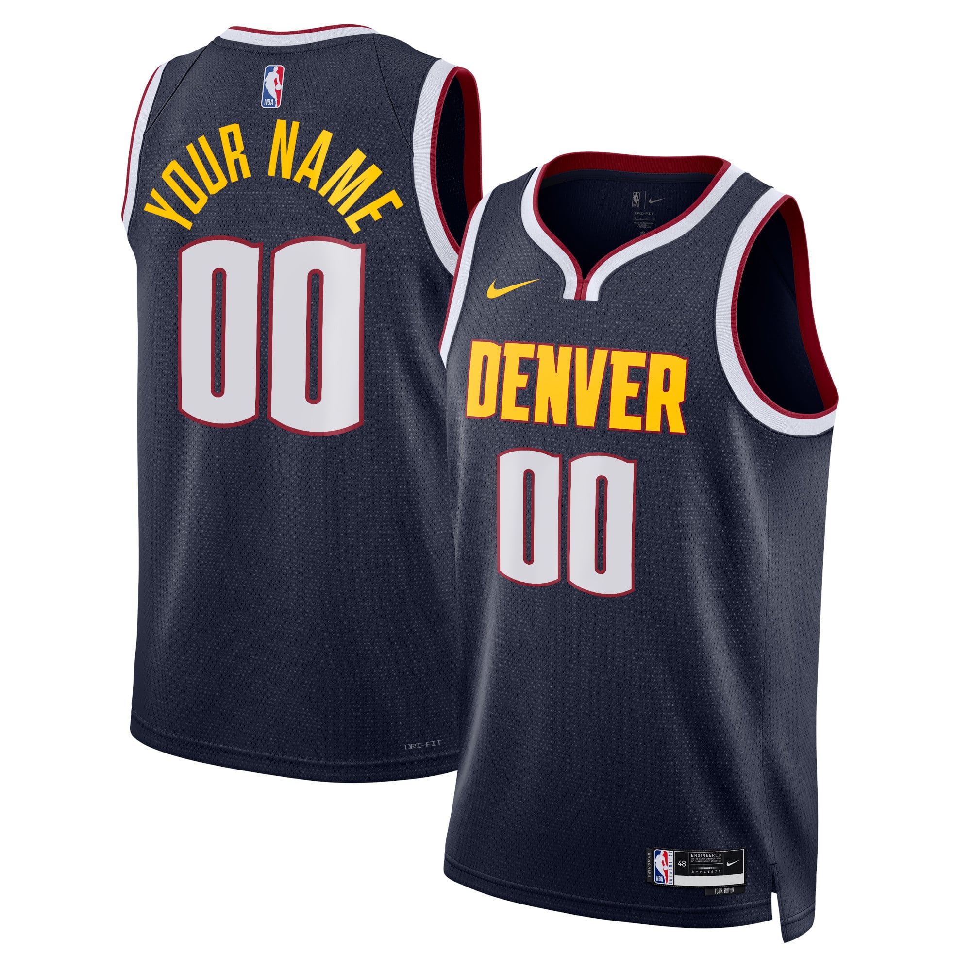 Camiseta Nike Icon Swingman de los Denver Nuggets - Personalizada - Unisex