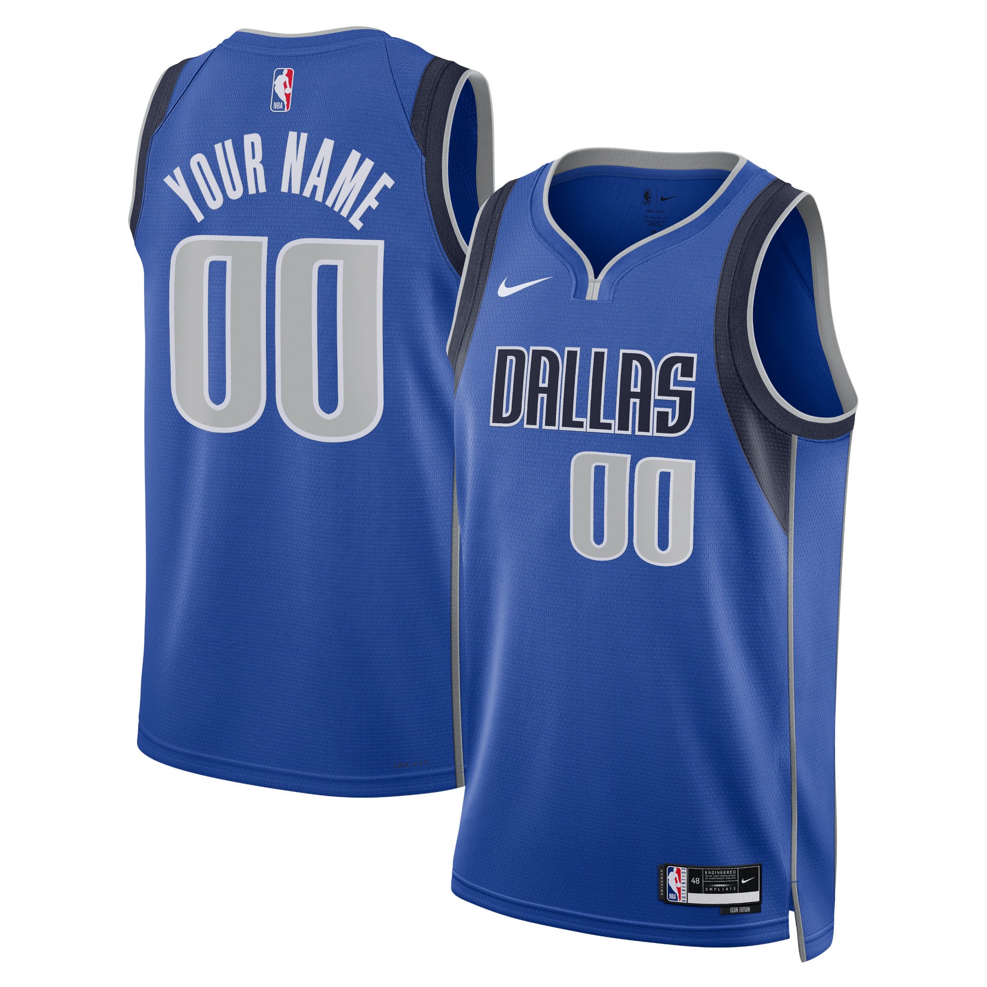 Camiseta Icon Swingman de Nike de los Dallas Mavericks - Personalizada - Hombre