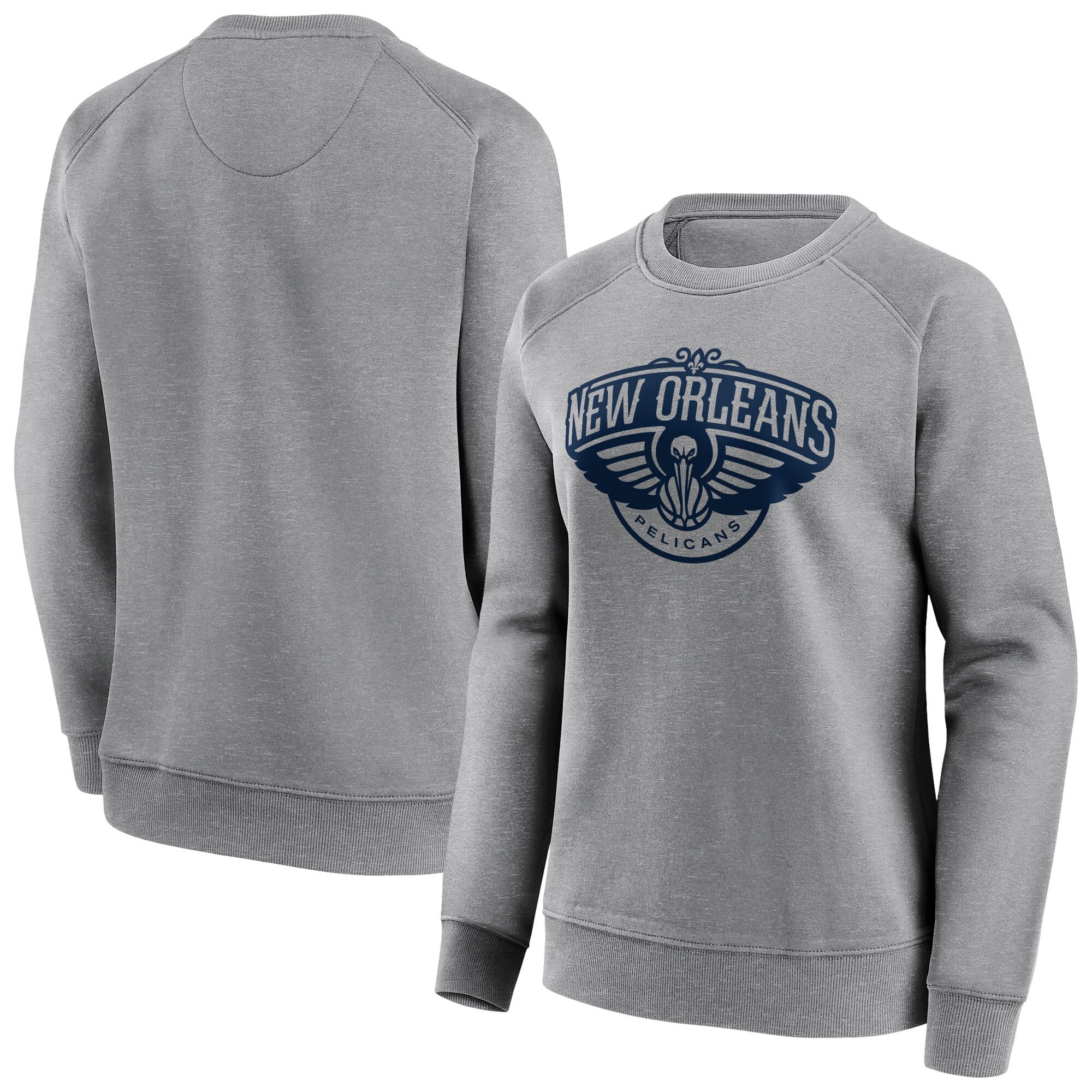 Felpa girocollo con logo iconico e logo iconico di New Orleans Pelicans Fanatics - Grigio sportivo - Da donna