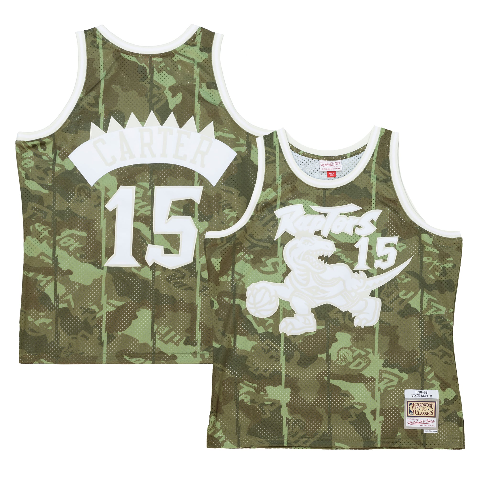 Toronto Raptors NBA Vince Carter 1998 Ghost Green Camo Swingman Jersey By Mitchell & Ness - Mens