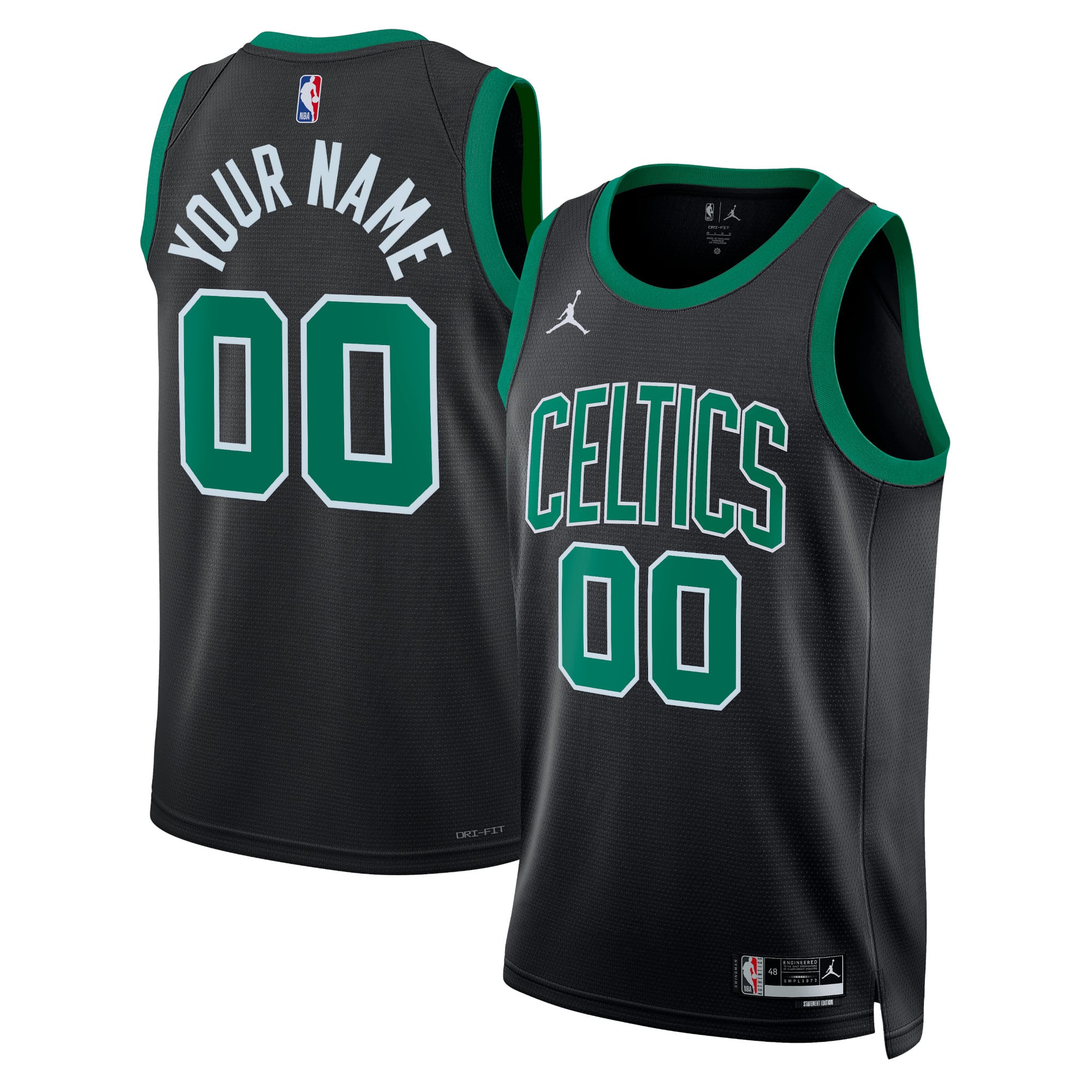 Camiseta Swingman Jordan Brand Statement Edition de los Boston Celtics - Negra - Personalizada - Unisex