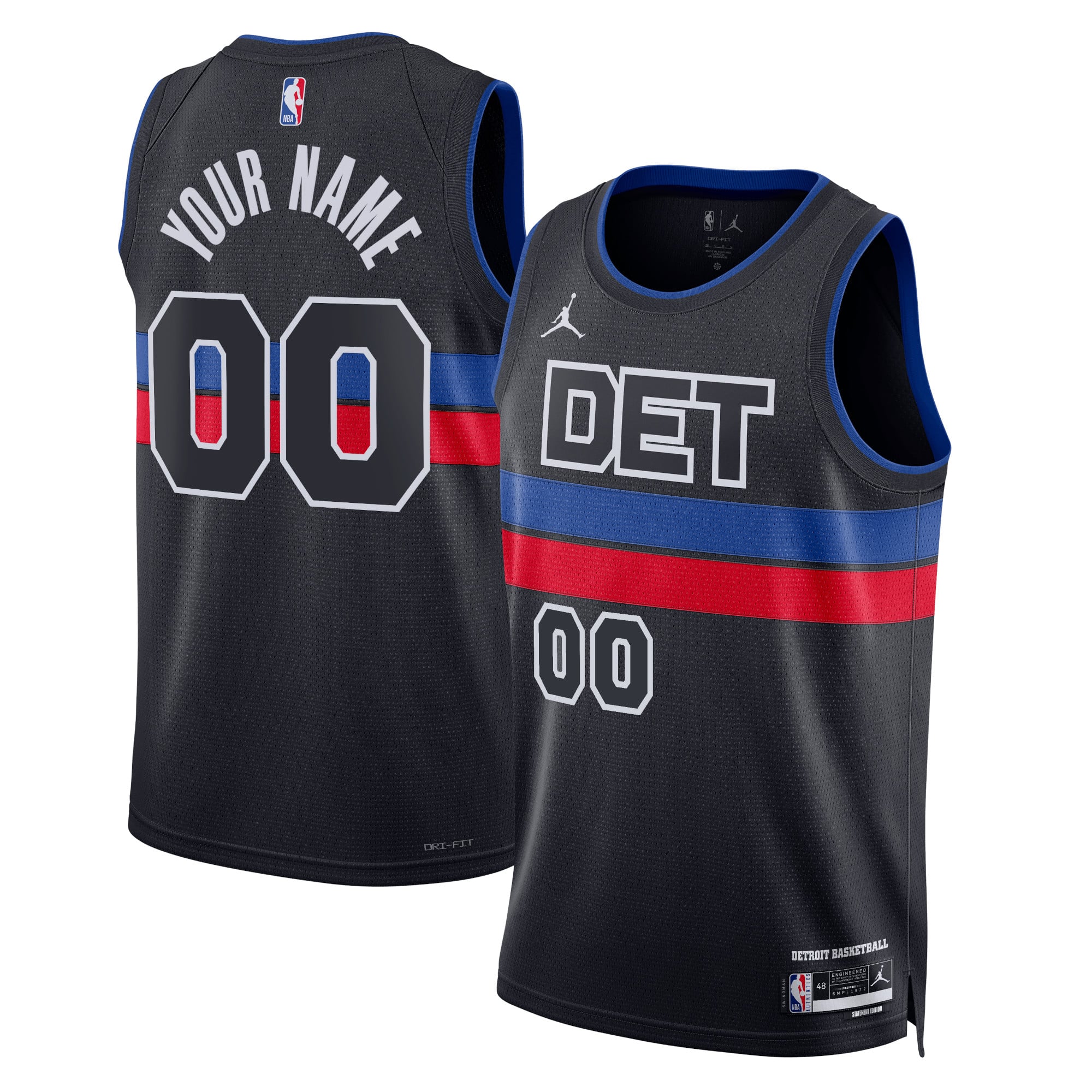 Camiseta Jordan Statement Swingman de los Detroit Pistons - Personalizada - Unisex