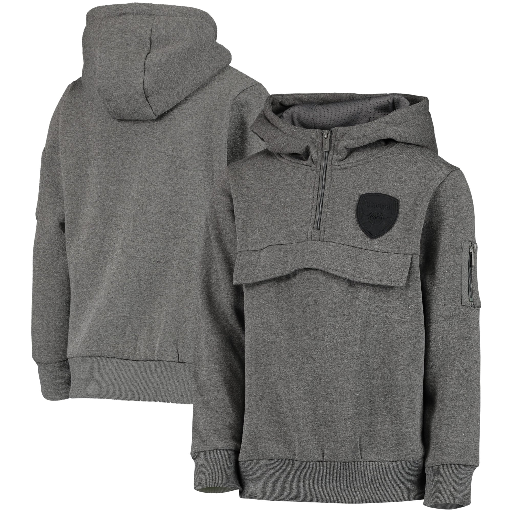 Felpa con cappuccio Arsenal Mono Logo 1/4 Zip - Charcoal Marl - Ragazzi