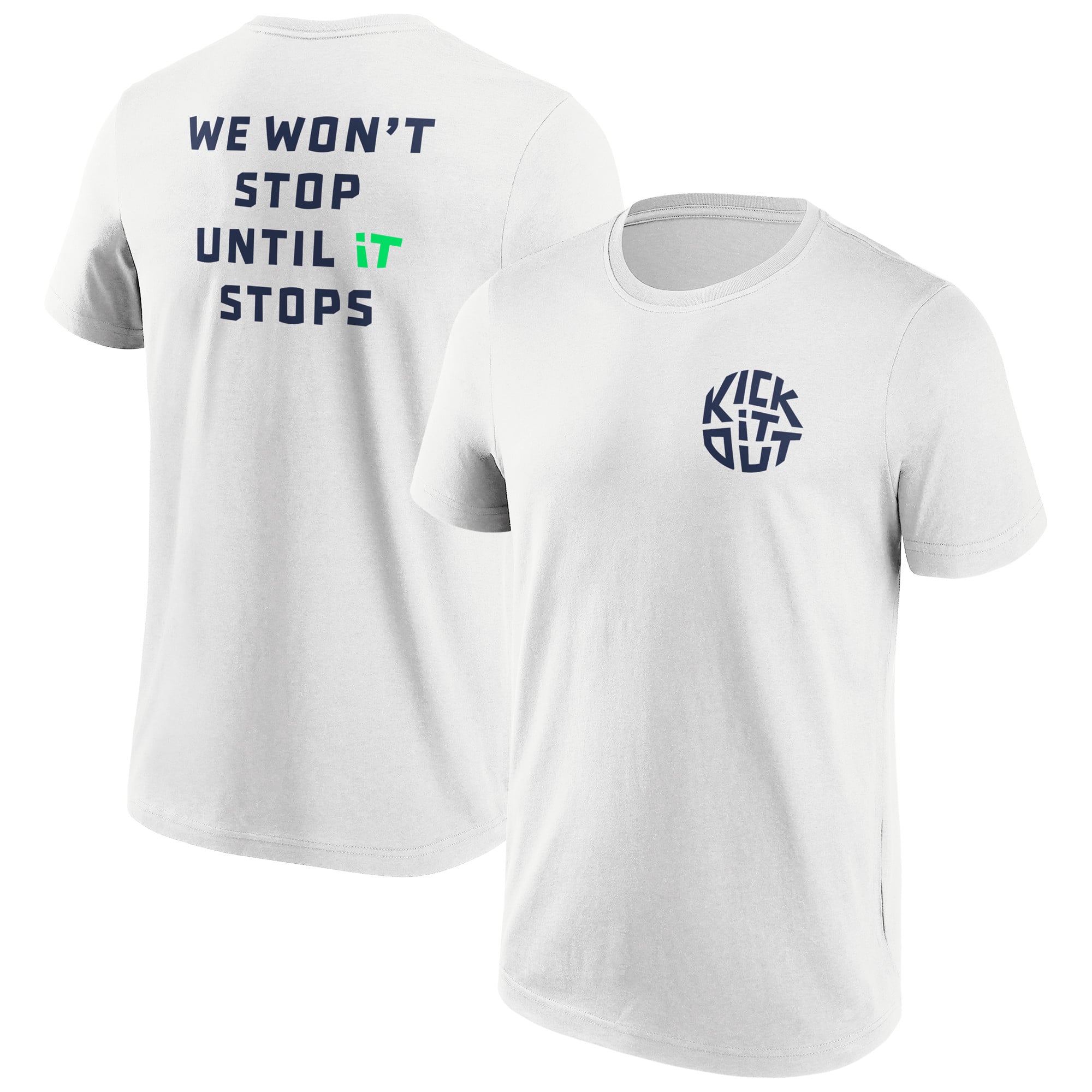 T-shirt con grafica con slogan Kick It Out - Bianco/Navy