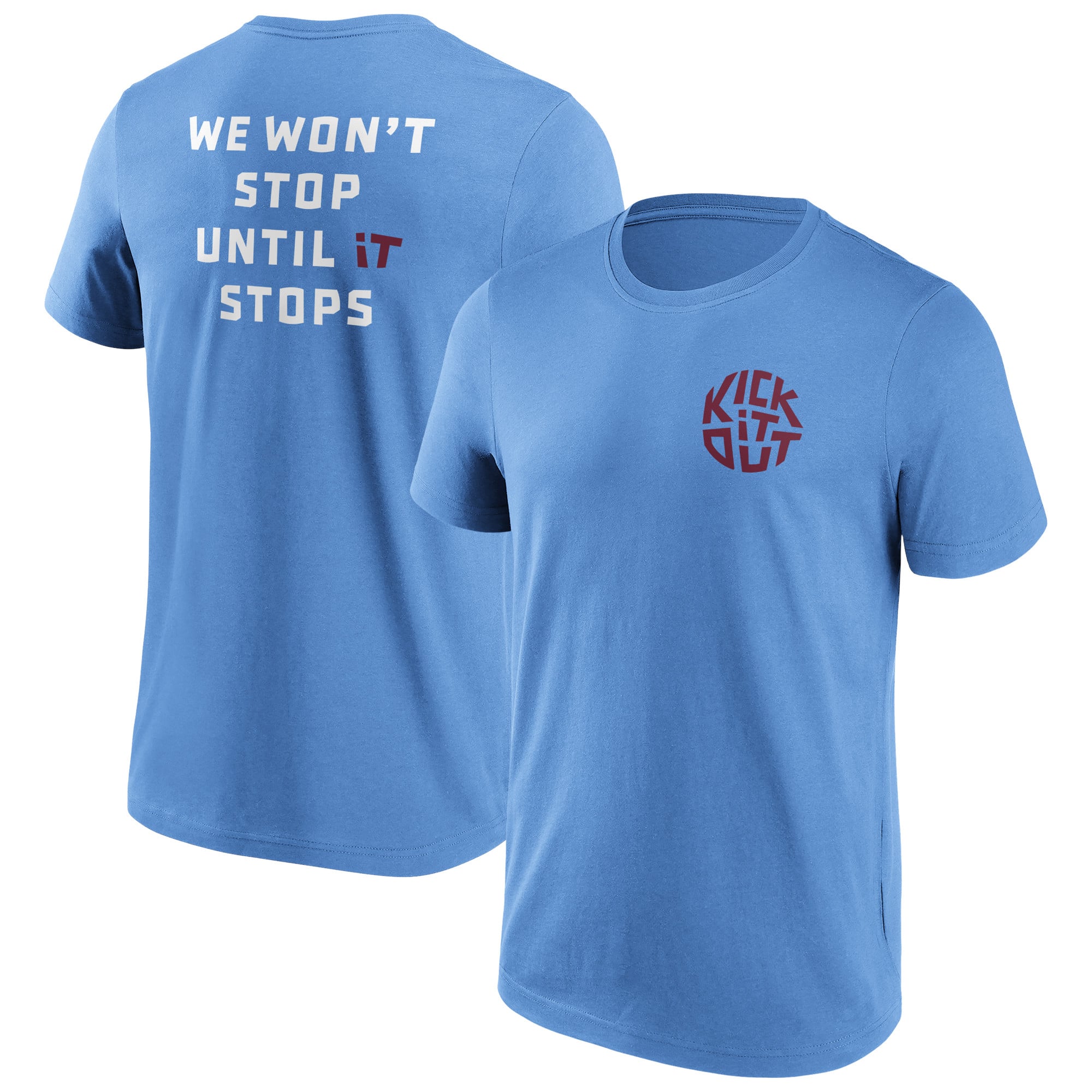T-shirt grafica con slogan Kick It Out - Sky/Claret