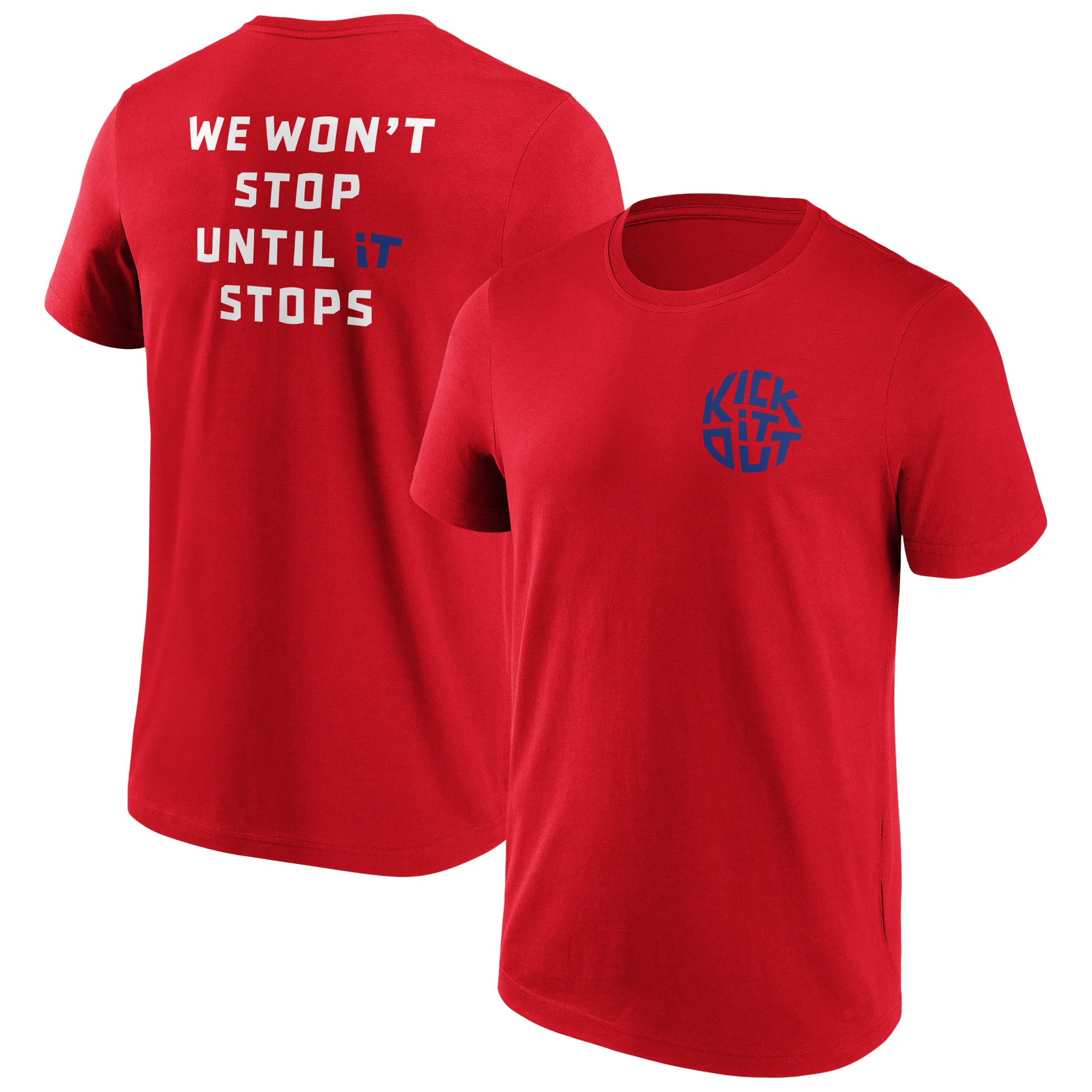 T-shirt grafica con slogan Kick It Out - Rosso/Royal - Uomo