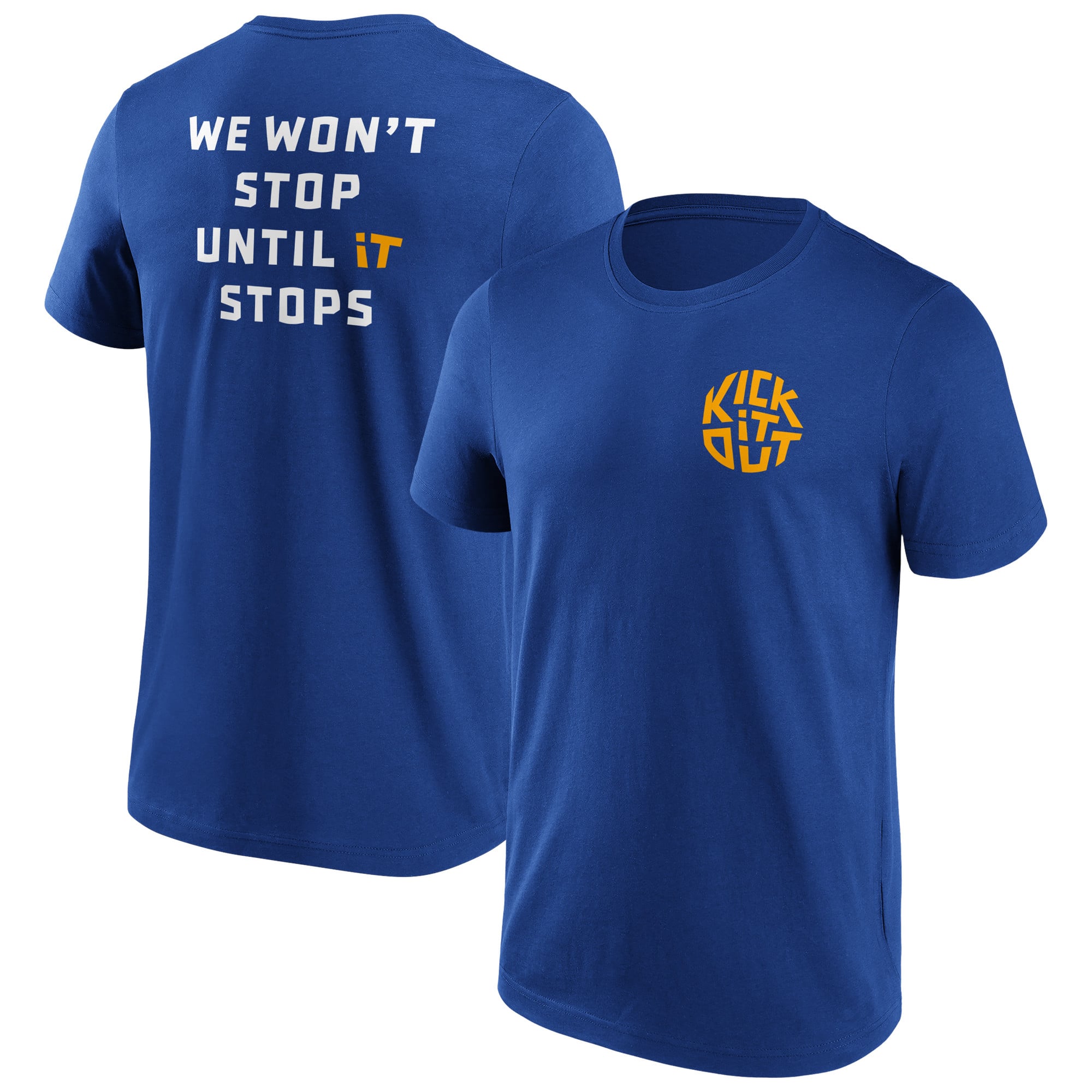 T-shirt grafica con slogan Kick It Out - Royal/Bianco