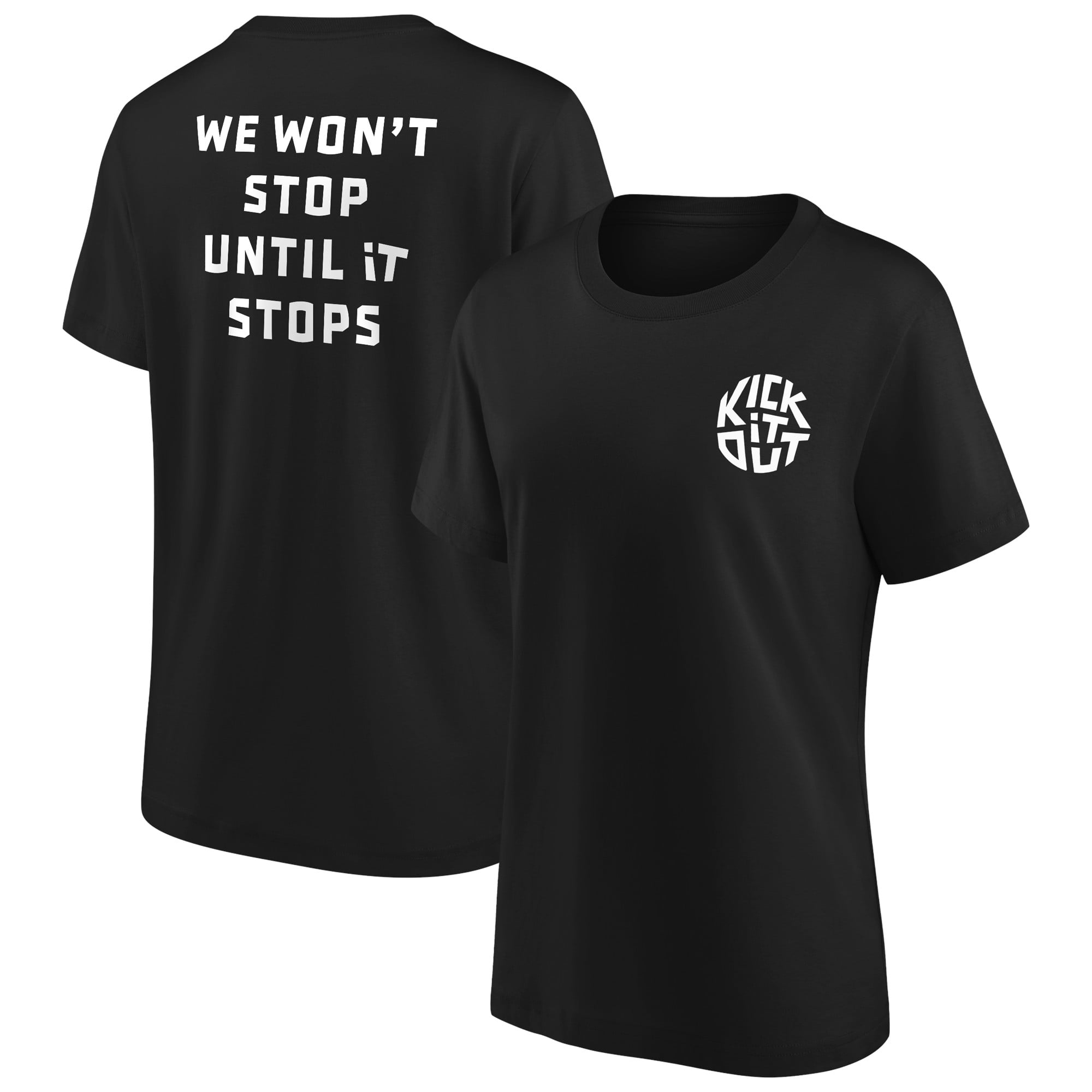 Kick It Out Slogan Graphic T-Shirt - Nero/Bianco - Donna