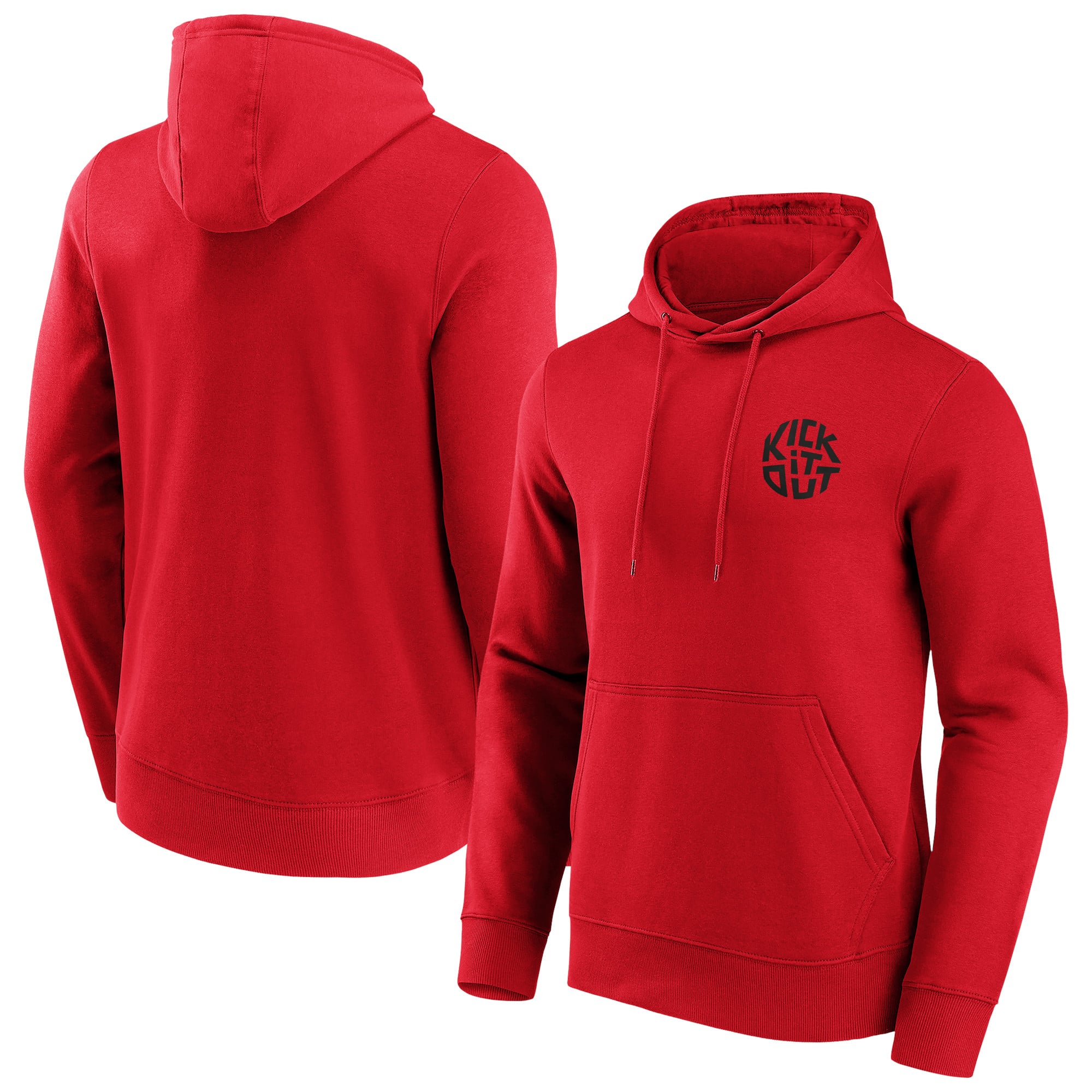 Kick It Out Slogan Graphic Hoodie - Red/Black - Mens