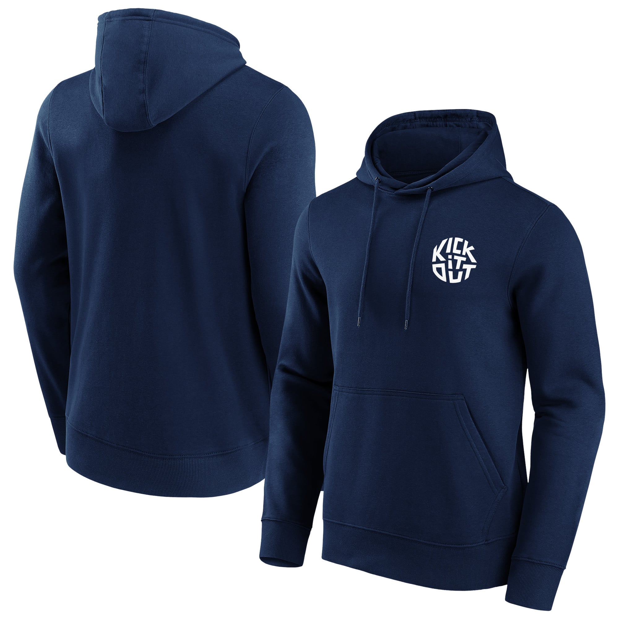 Felpa con cappuccio grafica con slogan Kick It Out - Navy/Bianco - Uomo