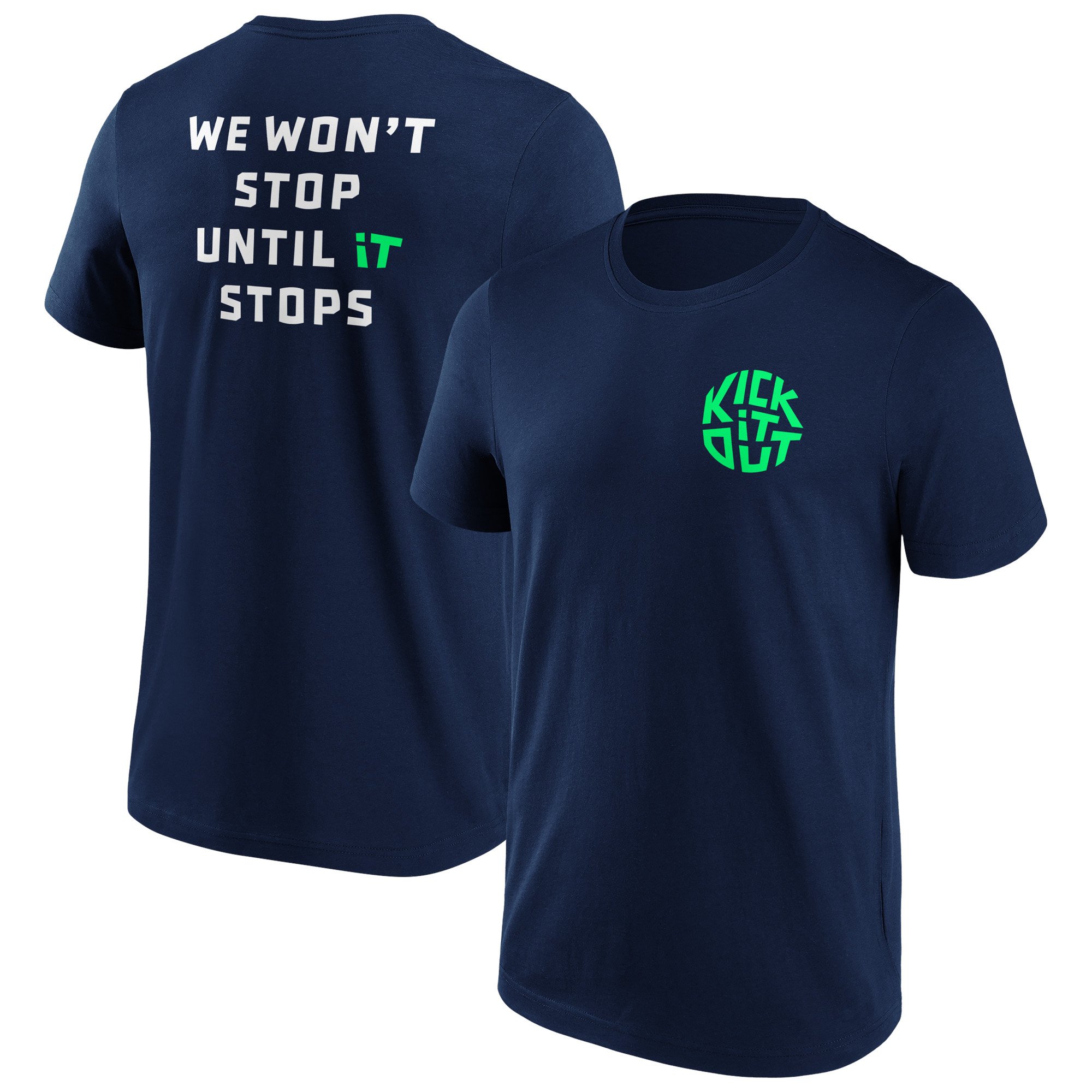 T-shirt grafica con slogan Kick It Out - Navy/Bianco/Verde primaverile