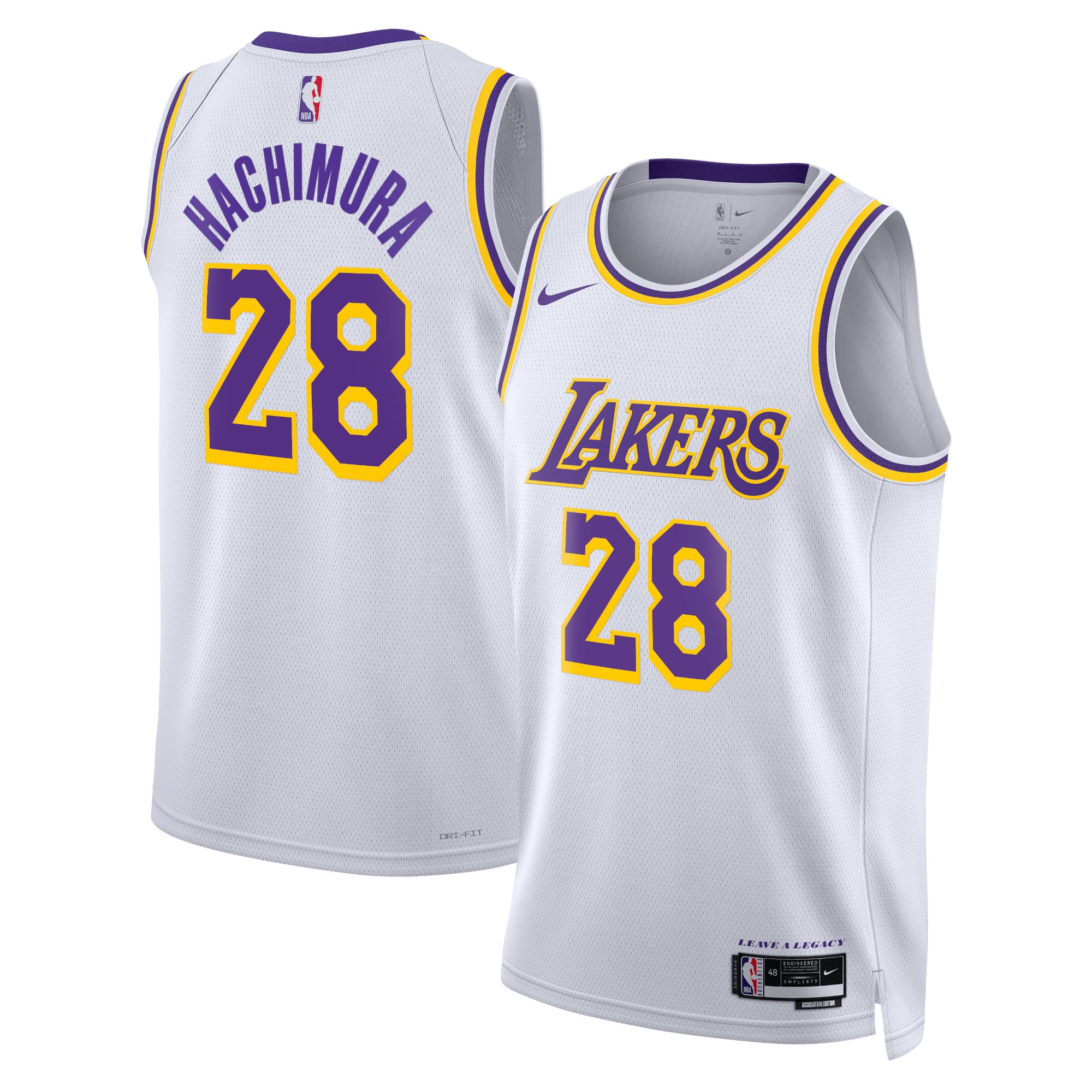 Los Angeles Lakers Nike Association Edition Swingman-Trikot – Weiß – Rui Hachimura – Unisex
