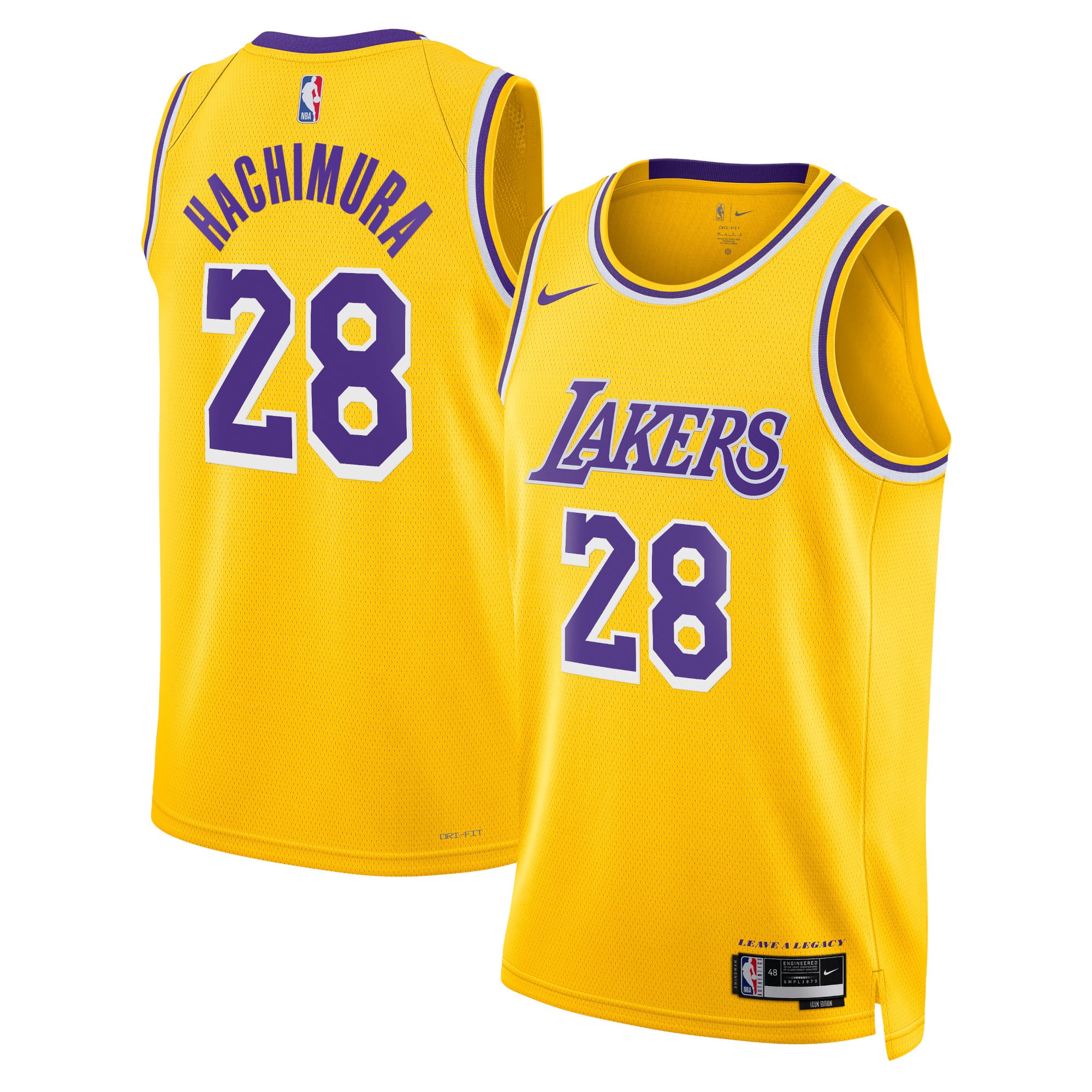 Los Angeles Lakers Nike Icon Edition Swingman-Trikot – Gold – Rui Hachimura – Unisex