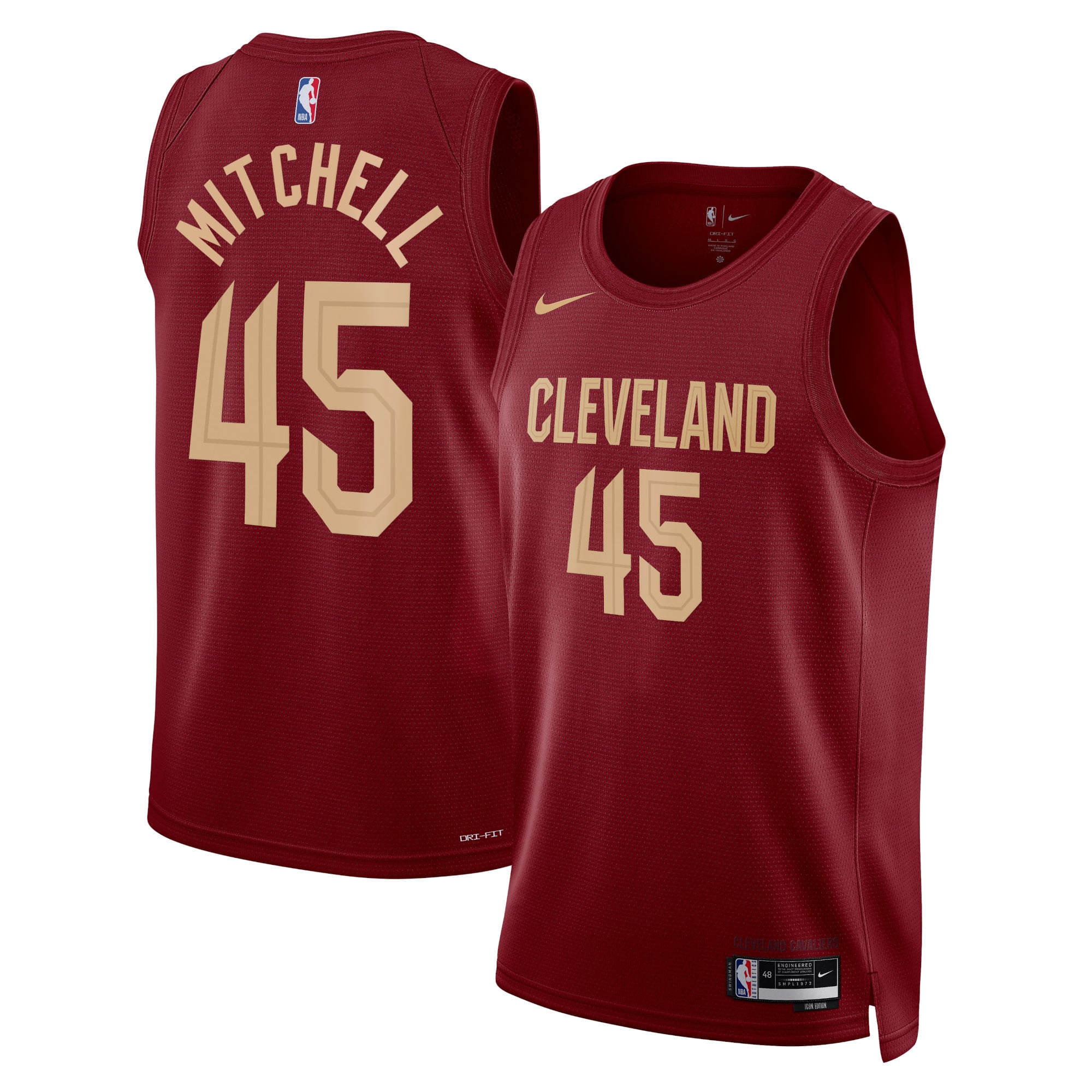 Camiseta Nike Icon Edition Swingman de los Cleveland Cavaliers - Granate - Donovan Mitchell - Unisex