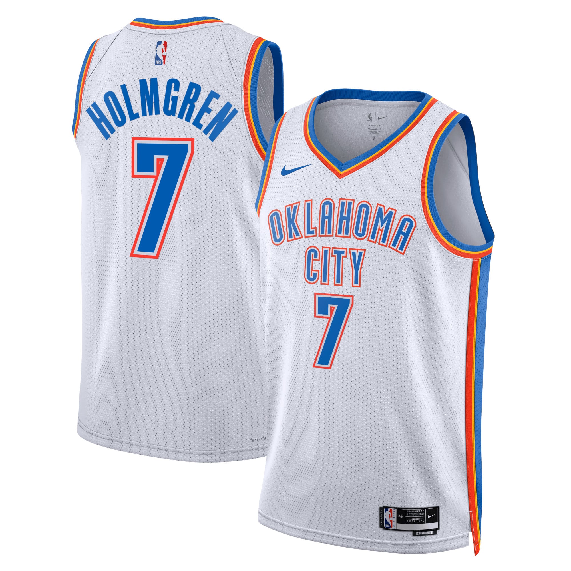 Camiseta Nike Association Swingman de Oklahoma City Thunder - Blanco - Chet Holmgren - Unisex