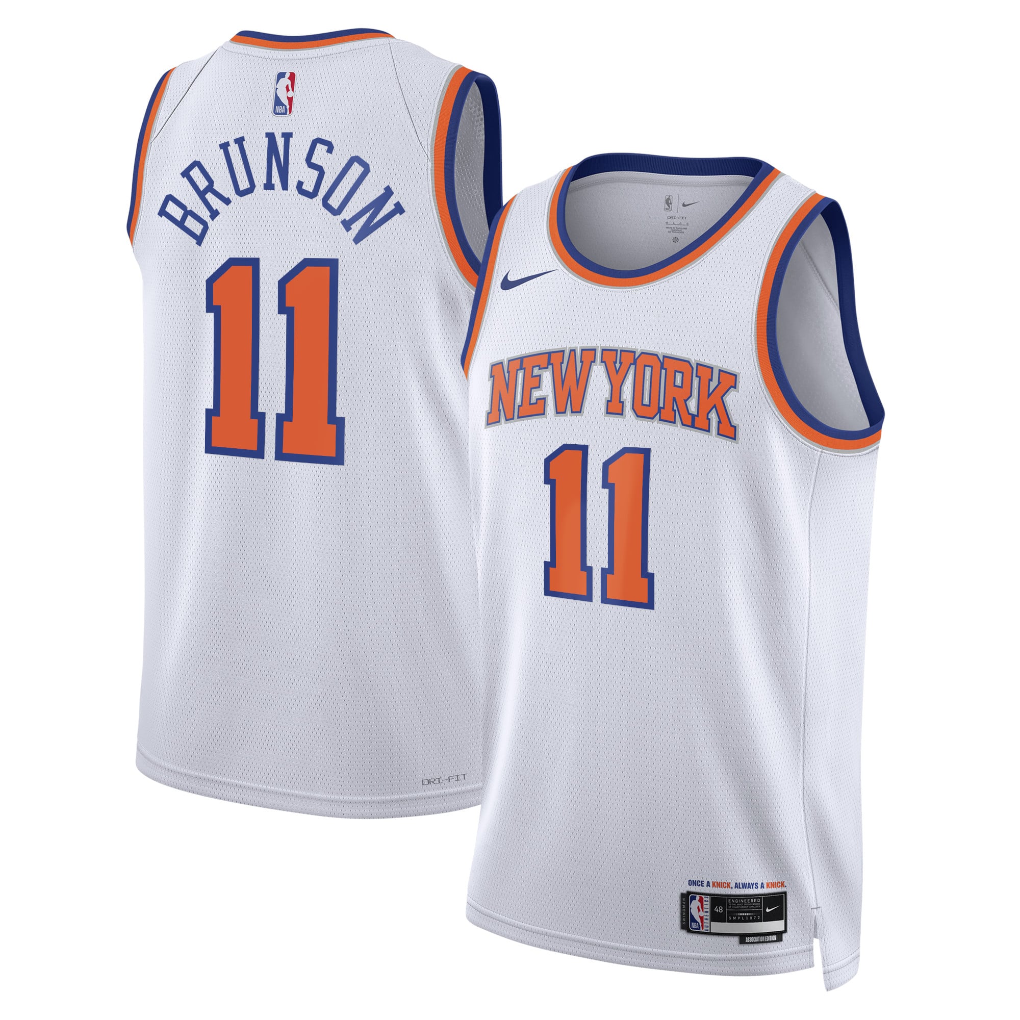 New York Knicks Nike Association Edition Swingman-Trikot – Weiß – Jalen Brunson – Unisex
