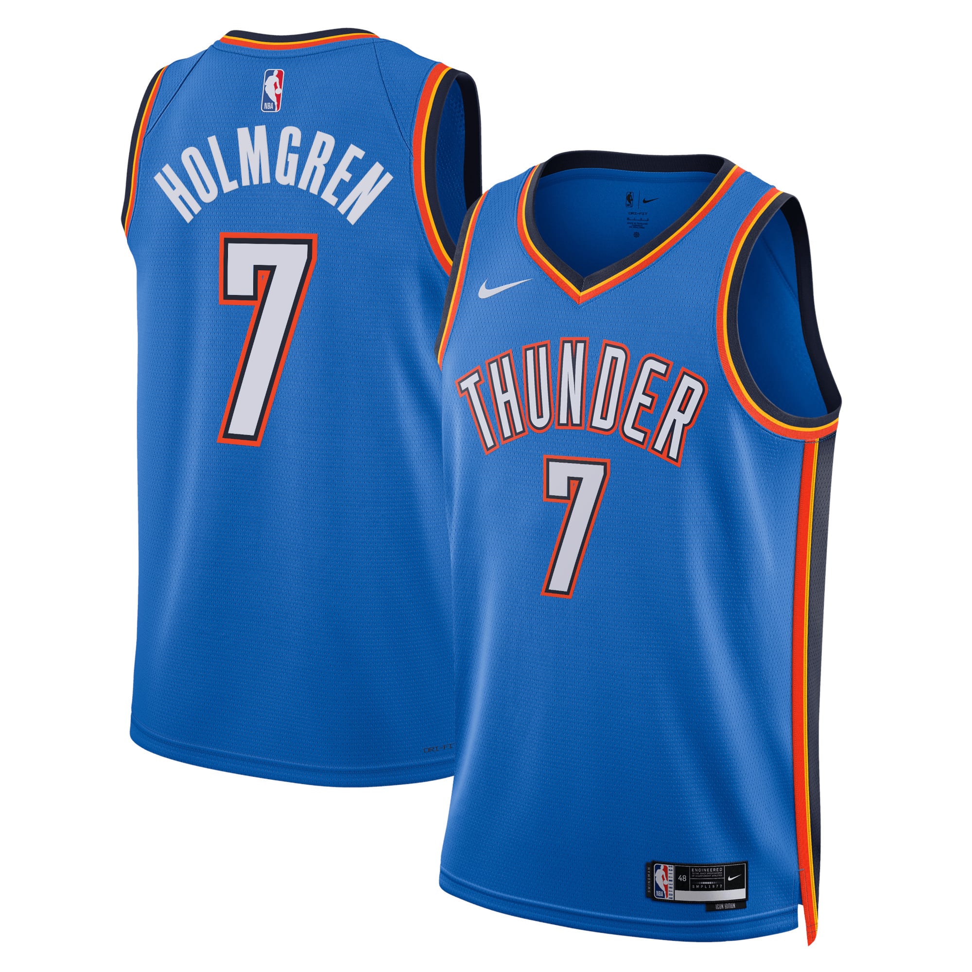 Camiseta Nike Icon Edition Swingman de Oklahoma City Thunder - Azul - Chet Holmgren - Unisex