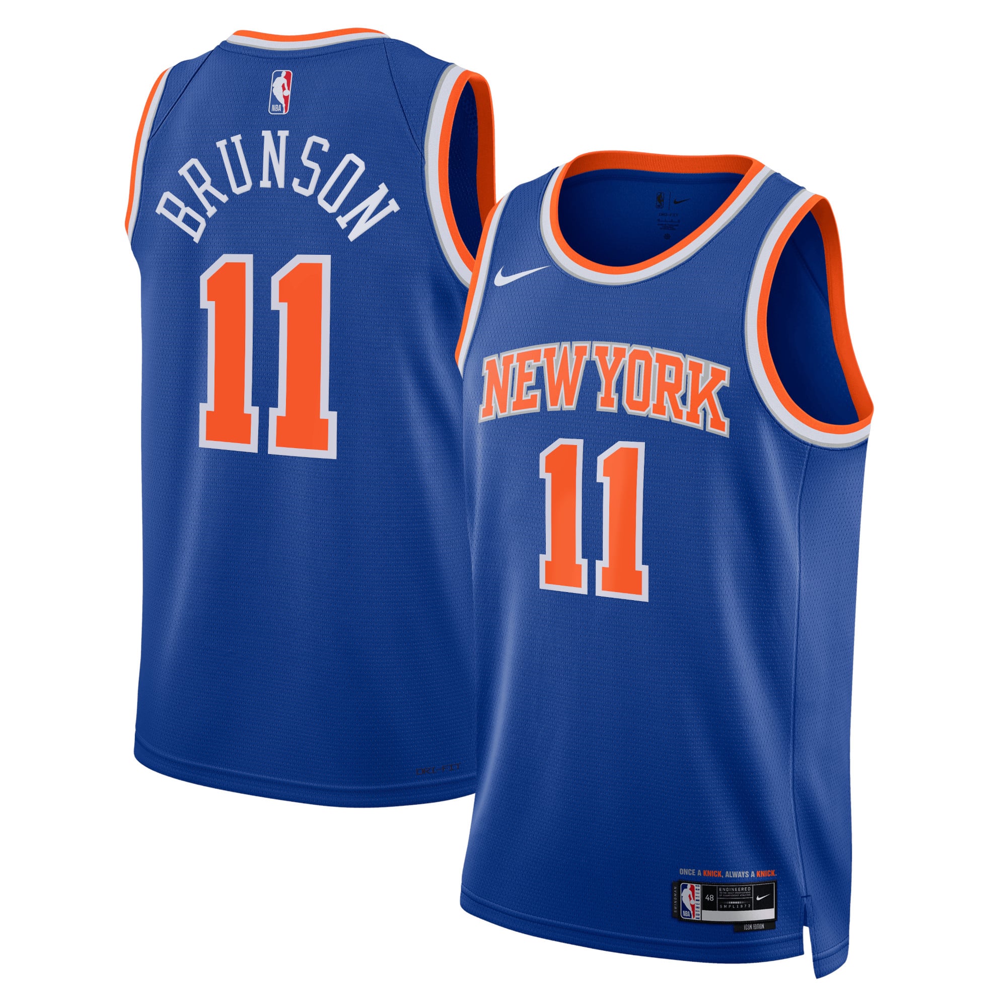 New York Knicks Nike Icon Edition Swingman-Trikot – Blau – Jalen Brunson – Unisex
