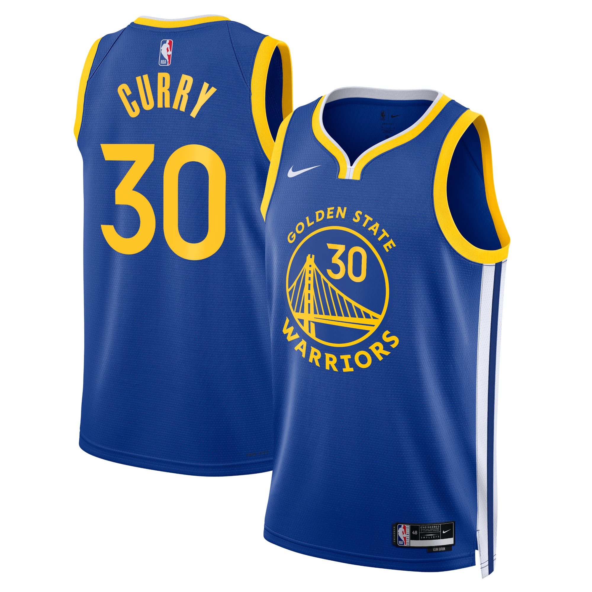 Camiseta Nike Icon Edition Swingman de los Golden State Warriors - Real - Stephen Curry - Unisex