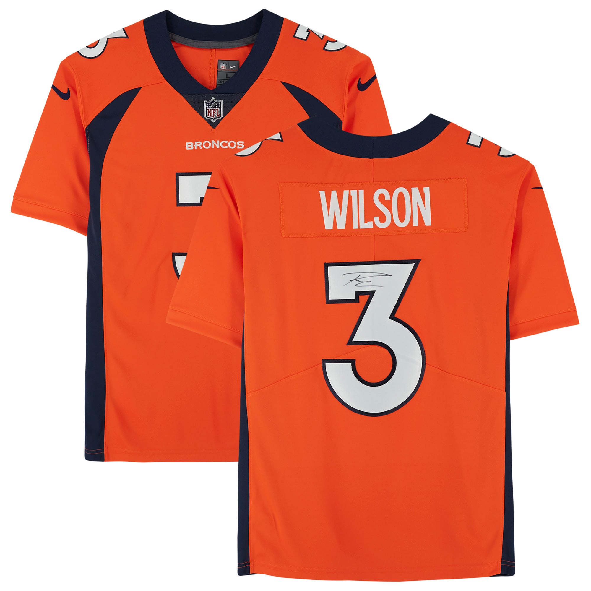 Camiseta Denver Broncos Wilson Broncos autografiada naranja Nike Limited