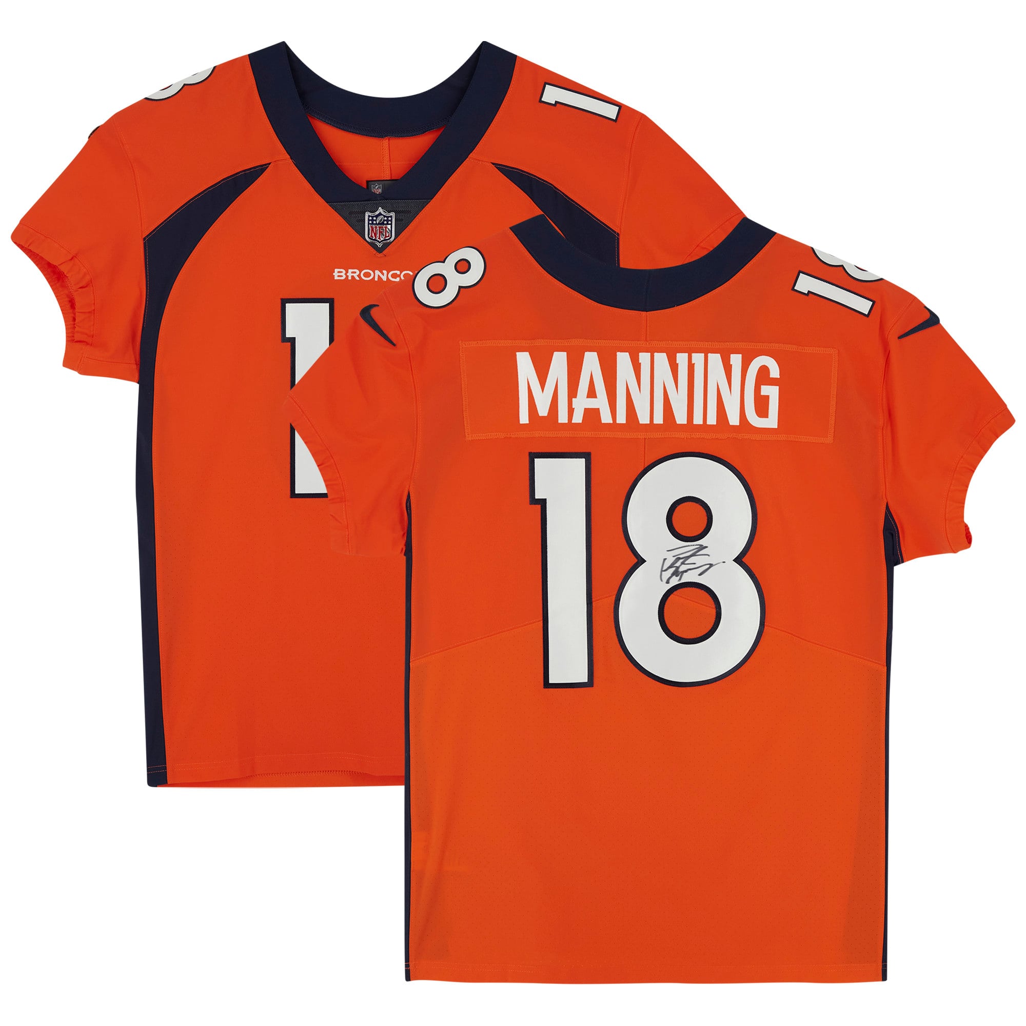 Denver Broncos Manning Broncos Autographed Orange Nike Elite Jersey