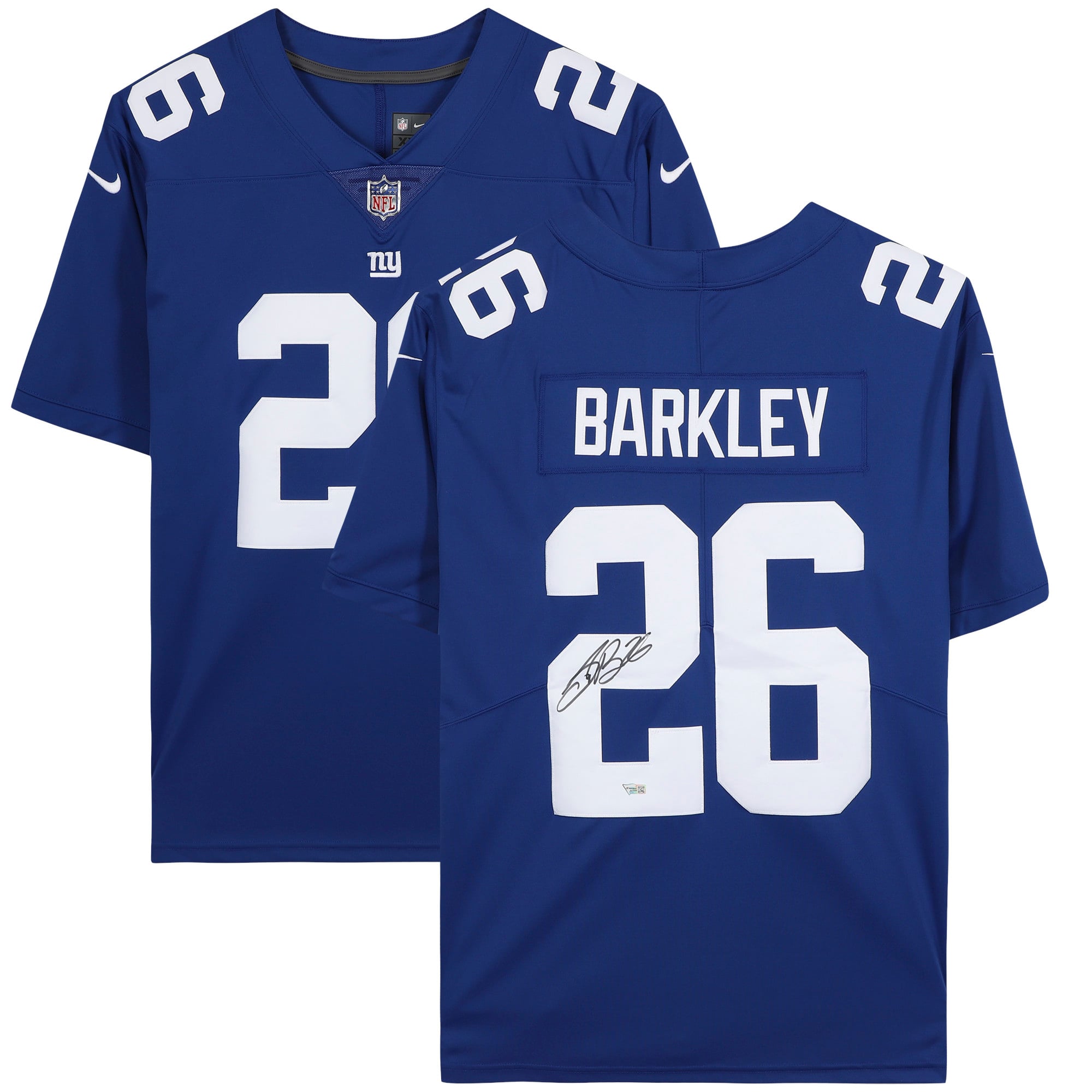 New York Giants Barkley Giants Autographed Blue Nike Limited Jersey