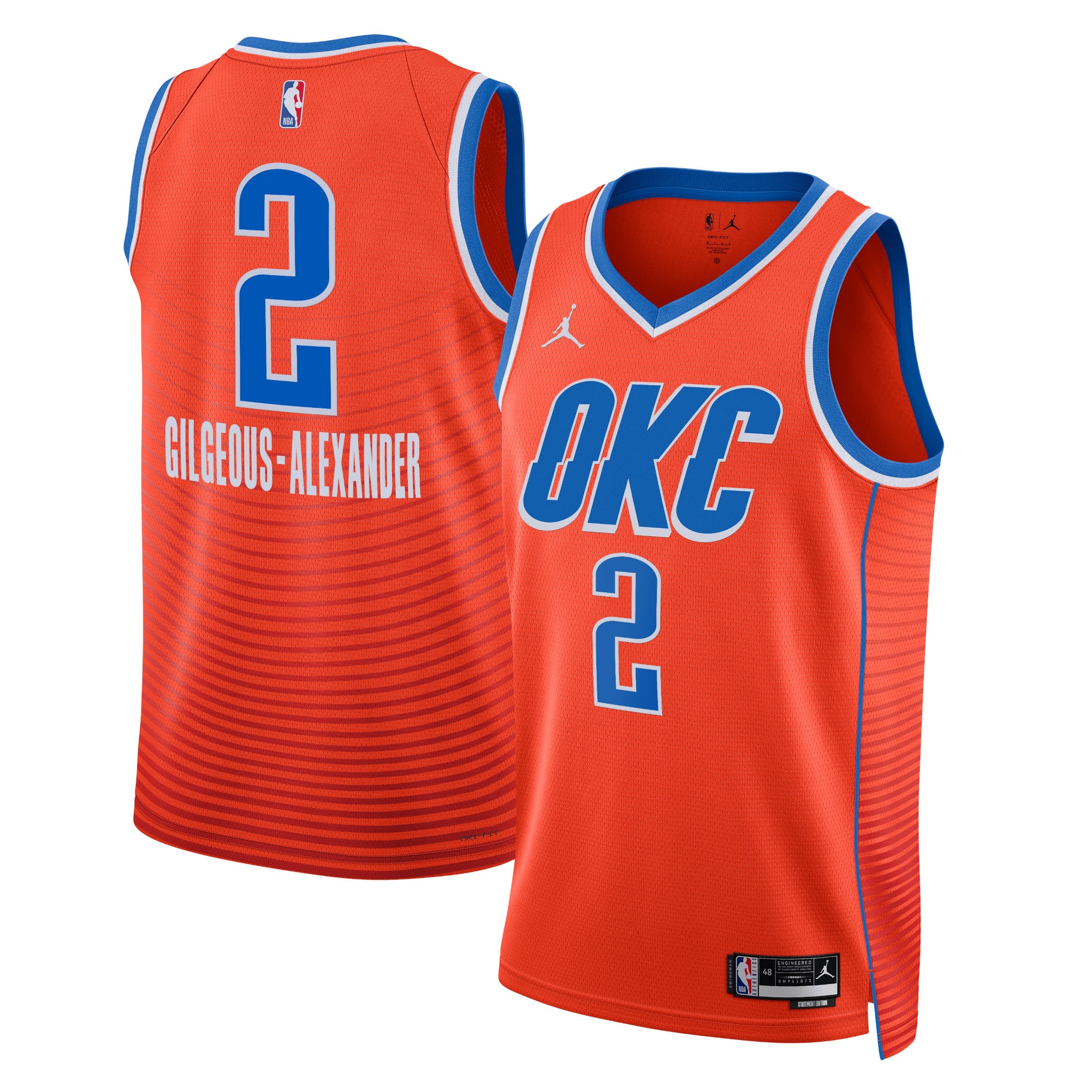 Camiseta Oklahoma City Thunder Jordan Statement Edition Swingman - Naranja - Shai Gilgeous-Alexander - Unisex